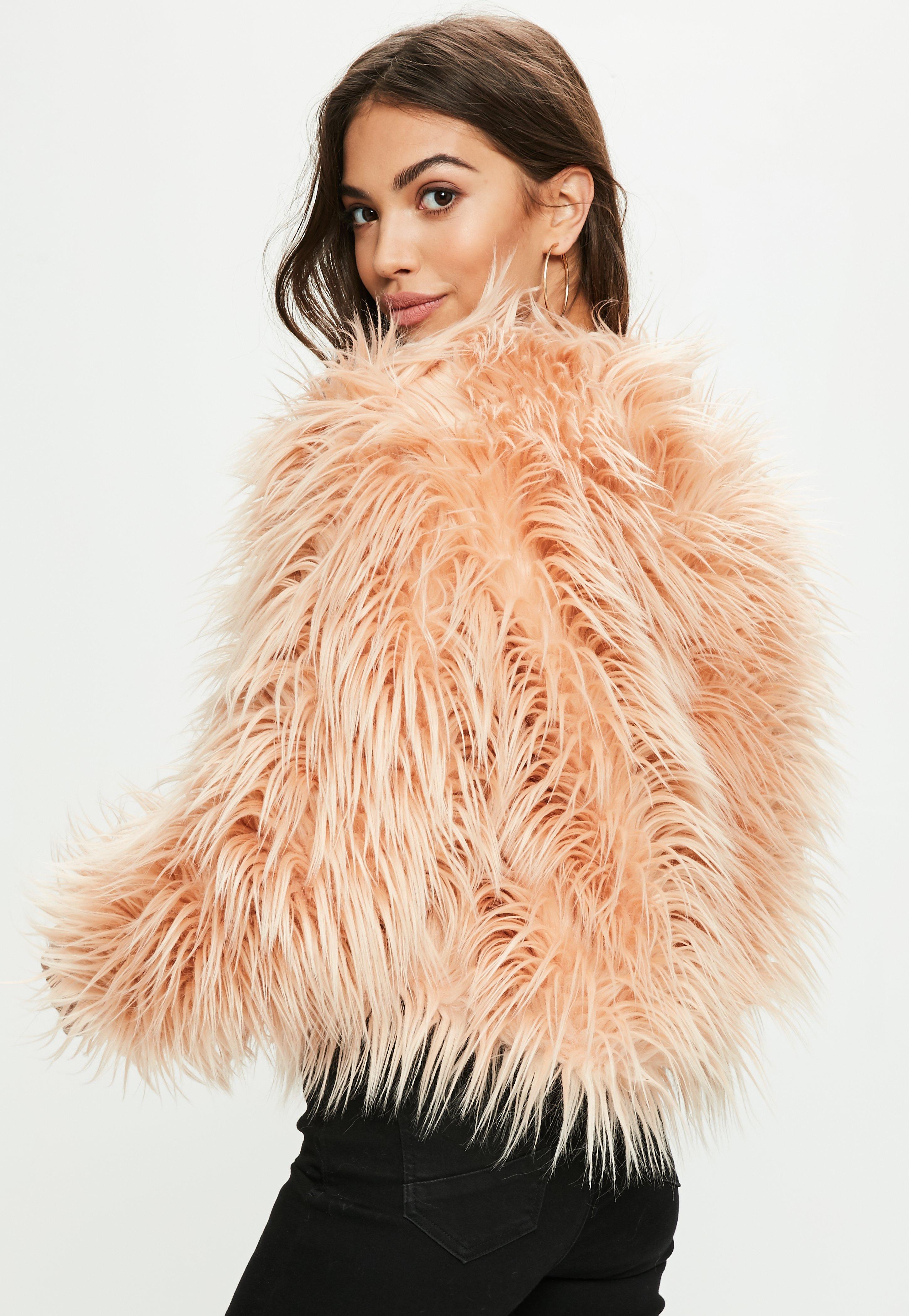 Missguided Pink Faux Fur Jacket Lyst