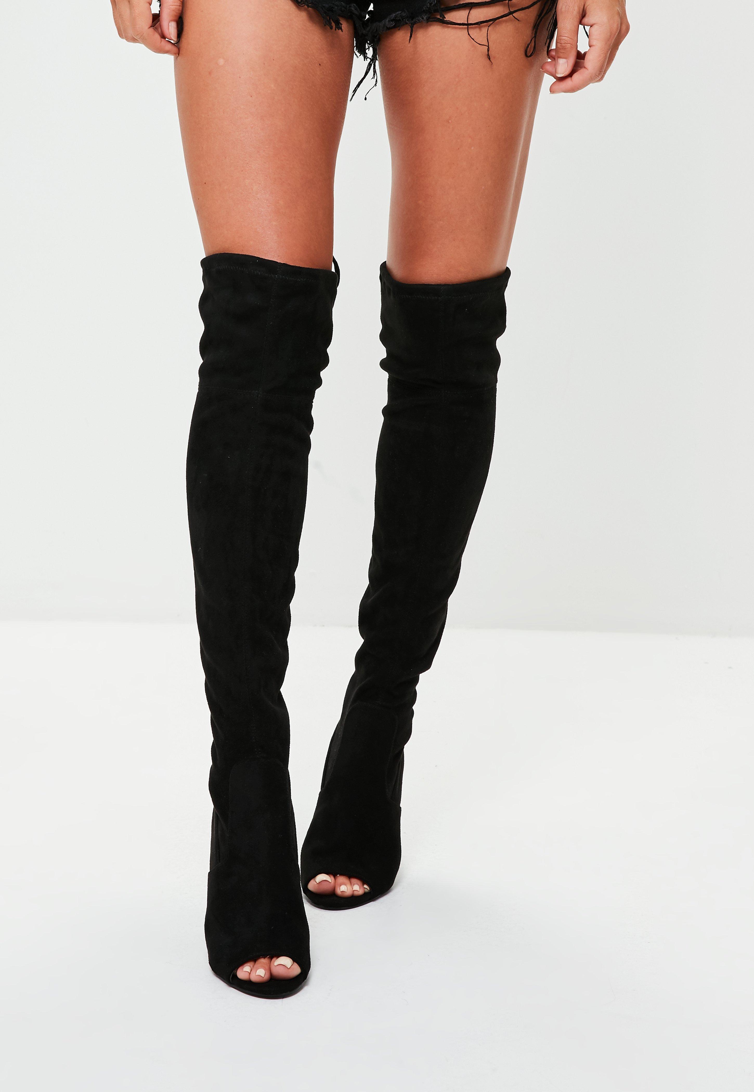 black peep toe over the knee boots