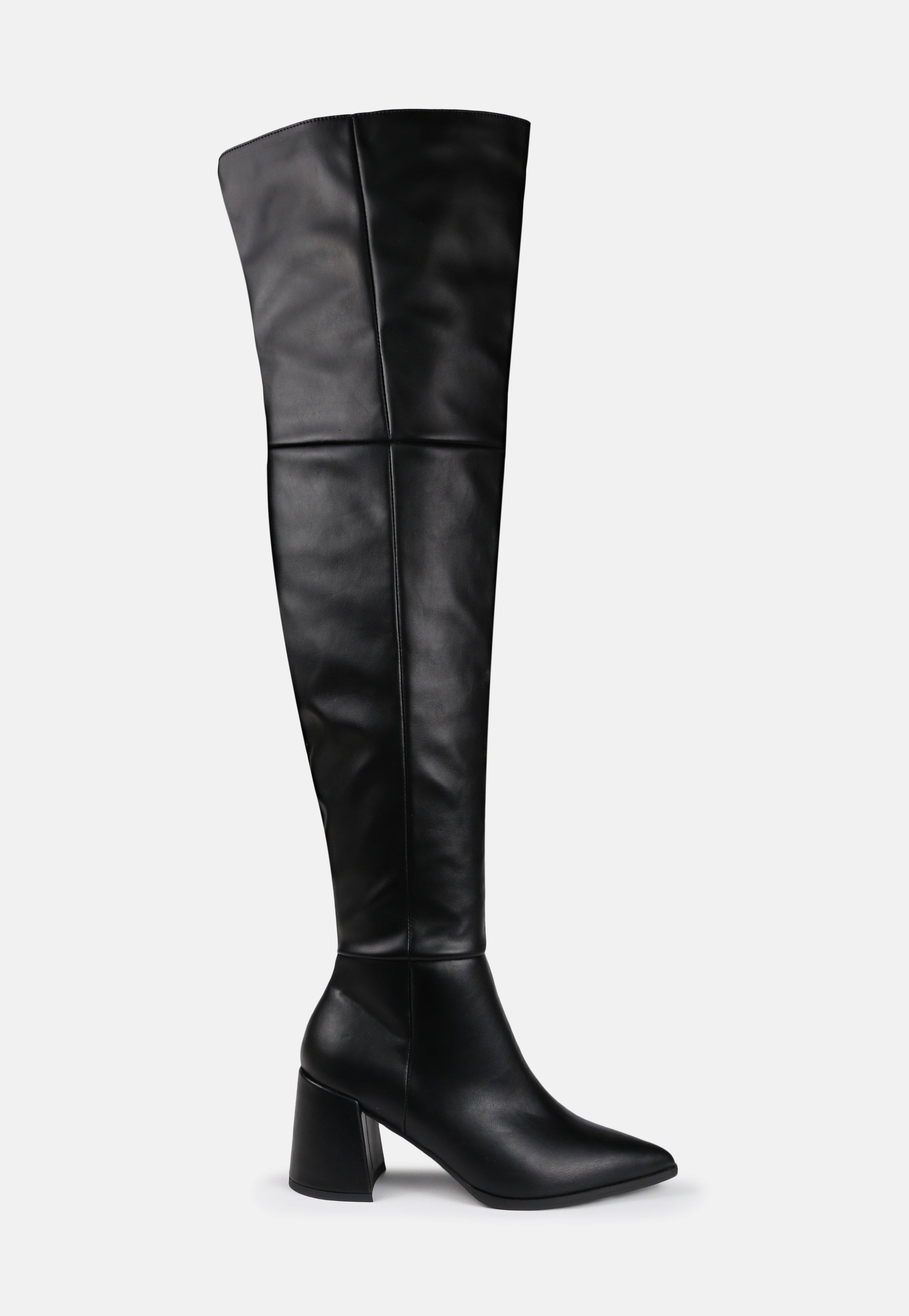 Missguided Low Block Heel Over The Knee Boots in Black Lyst