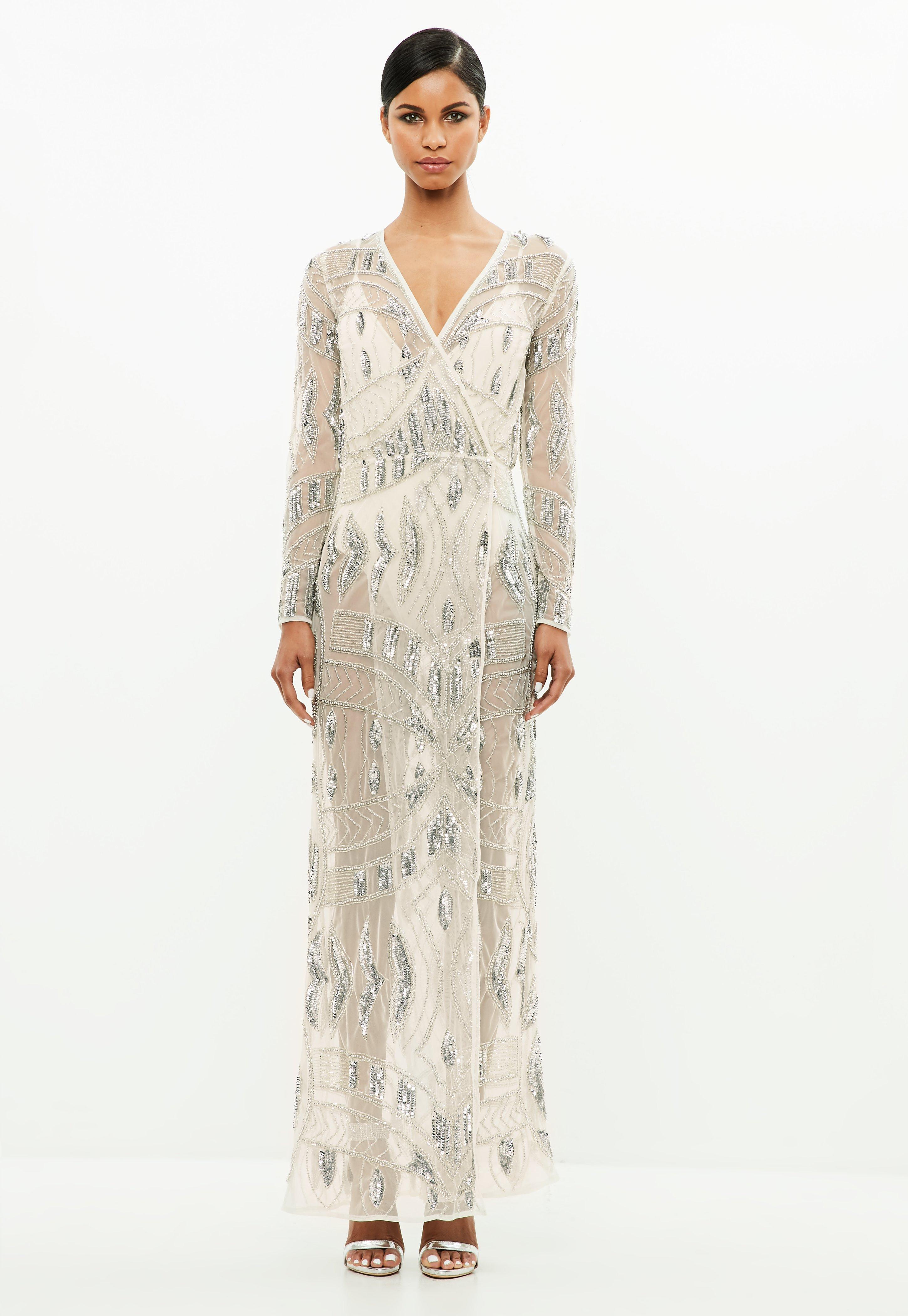 silver embellished maxi dress