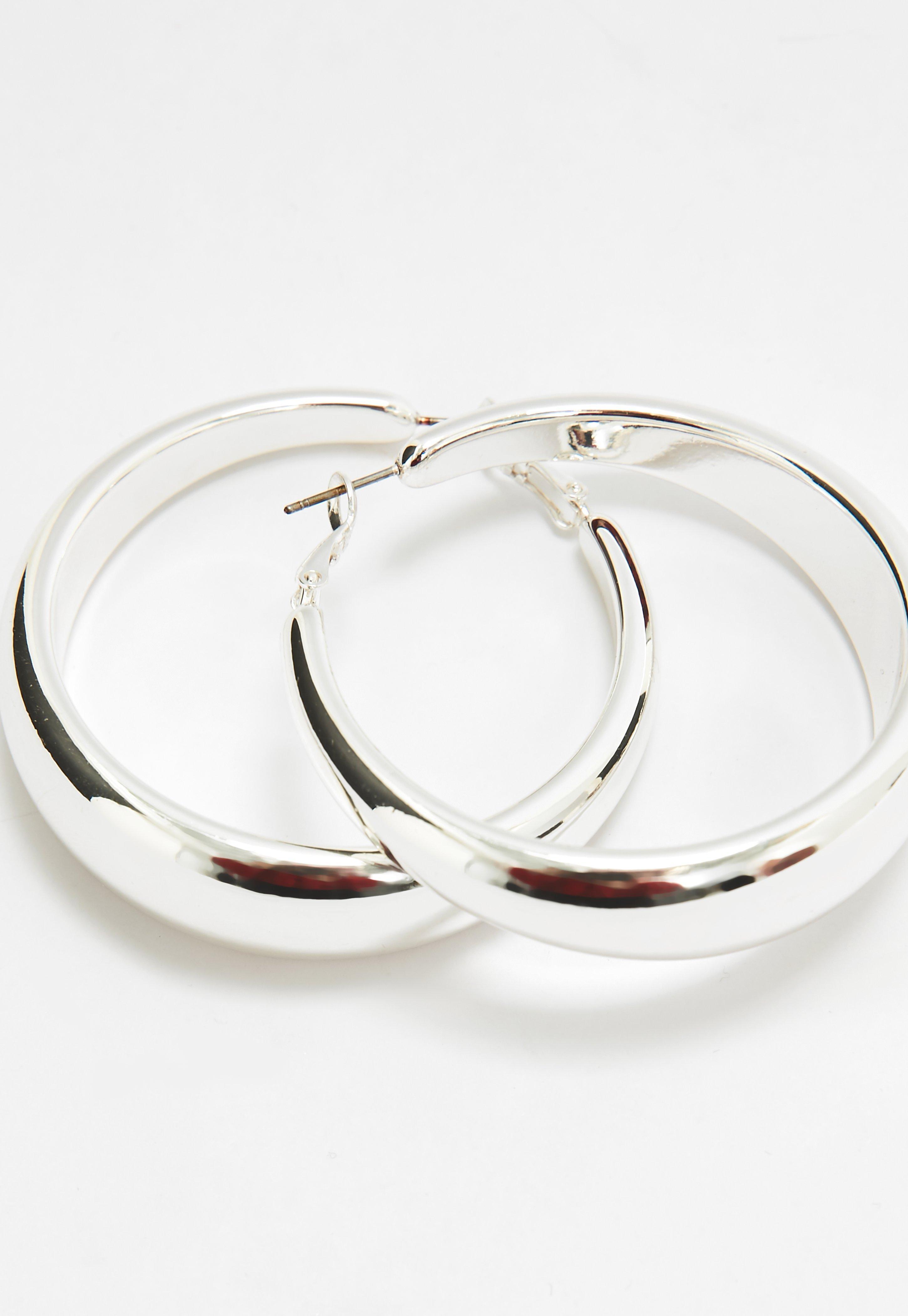 Lyst Missguided Silver Thick Hoop Earrings In Metallic Gallery