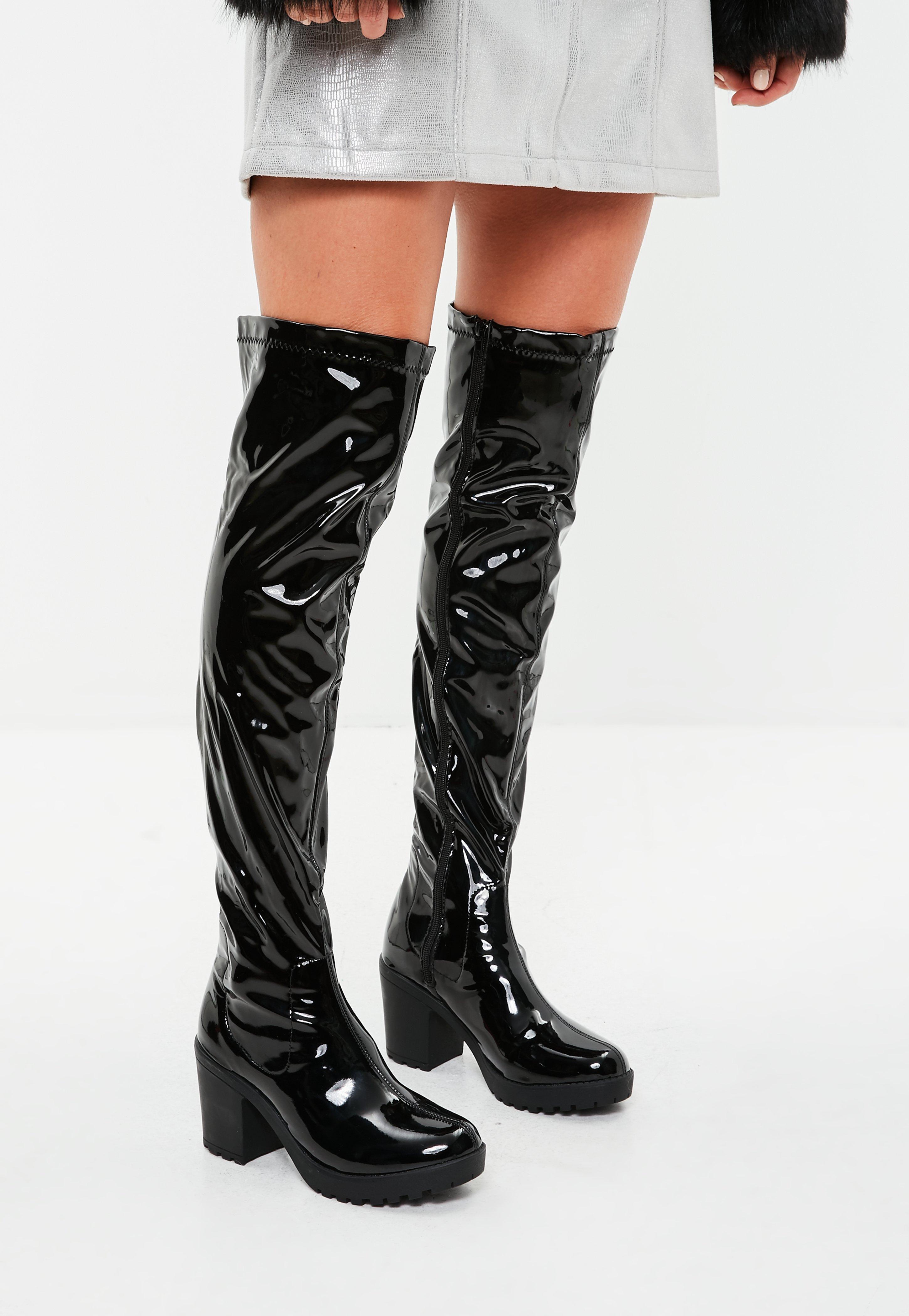 track sole over the knee boots
