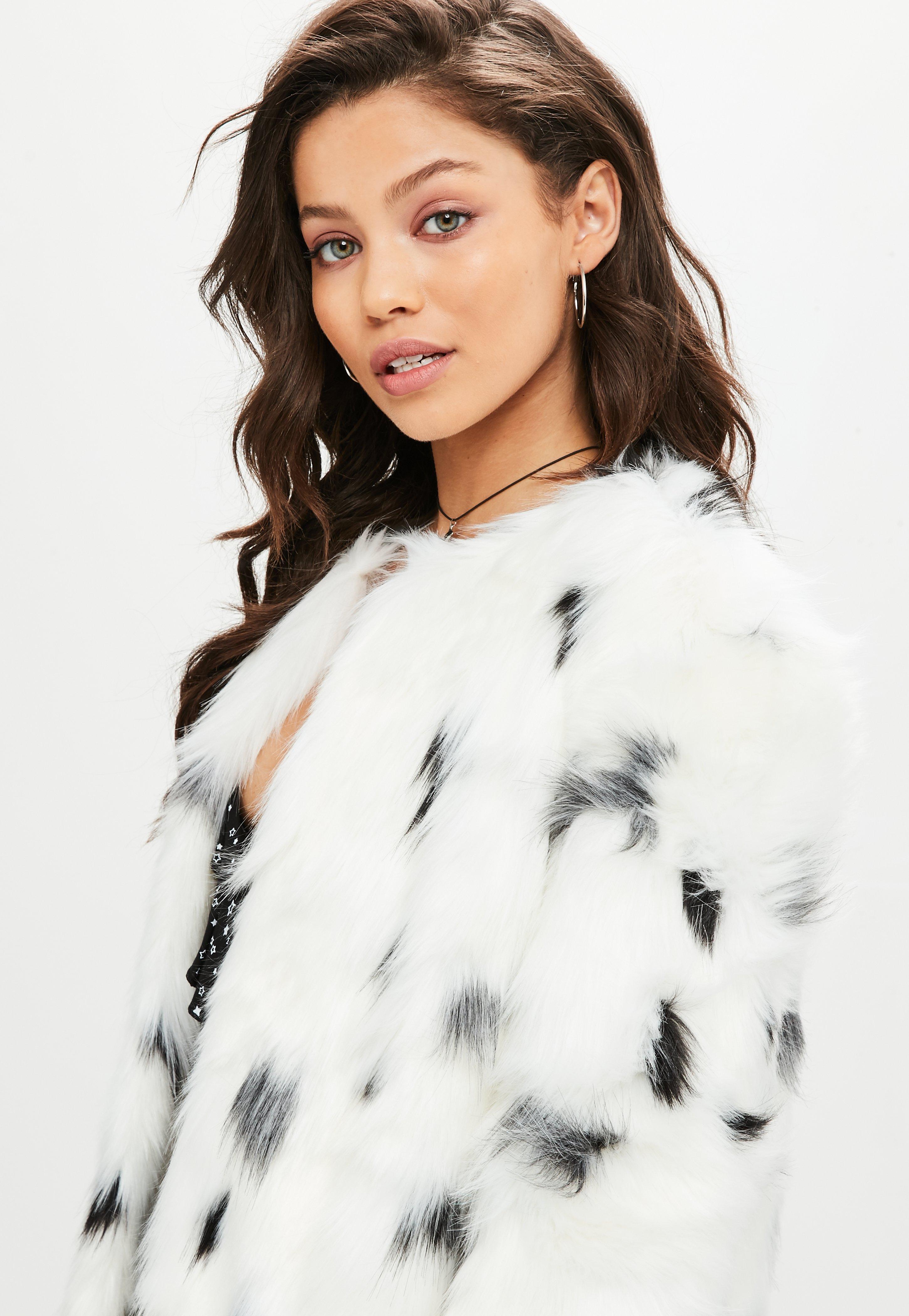 Missguided White Snow Leopard Faux Fur Coat - Lyst
