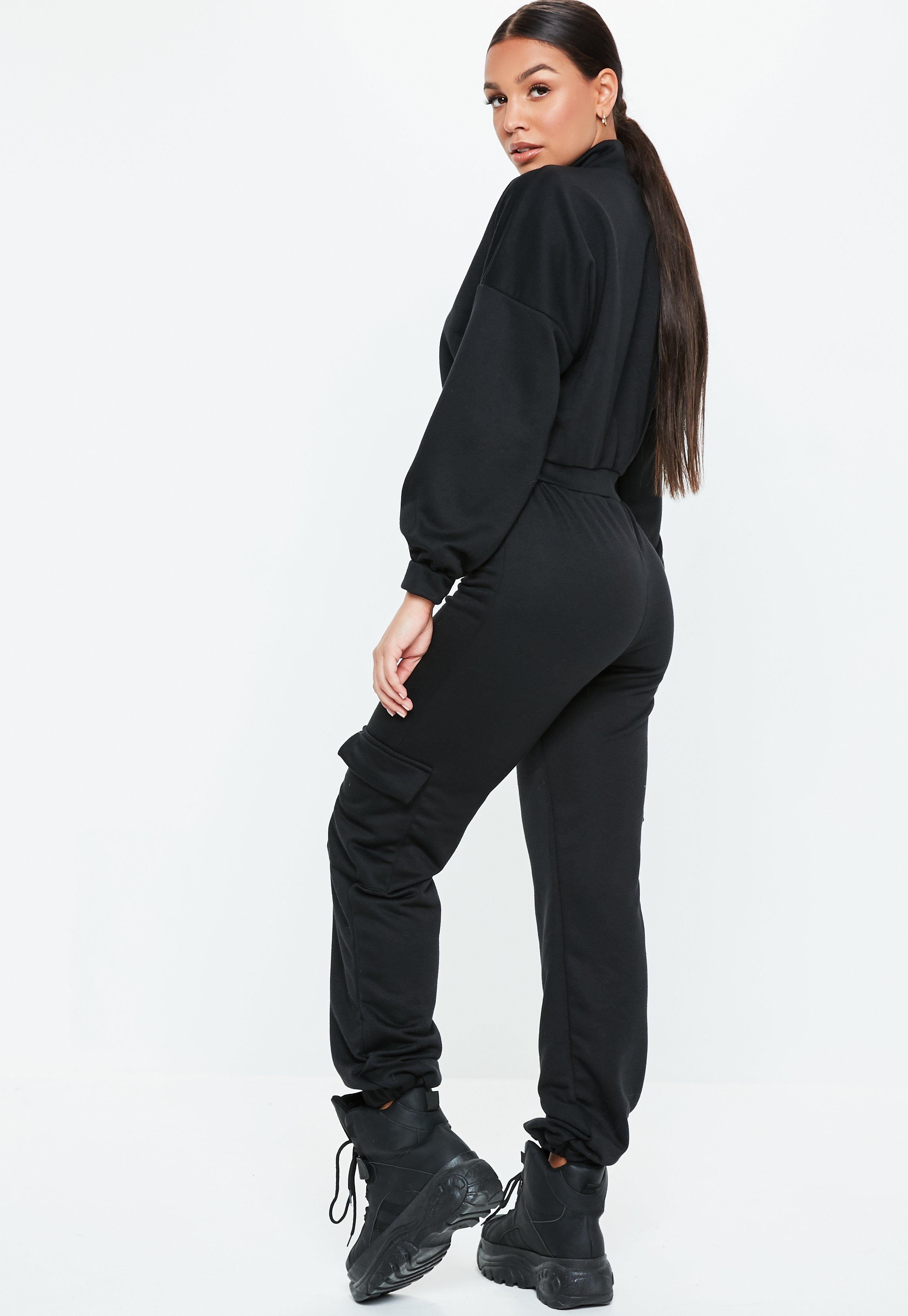 black cargo jumpsuit