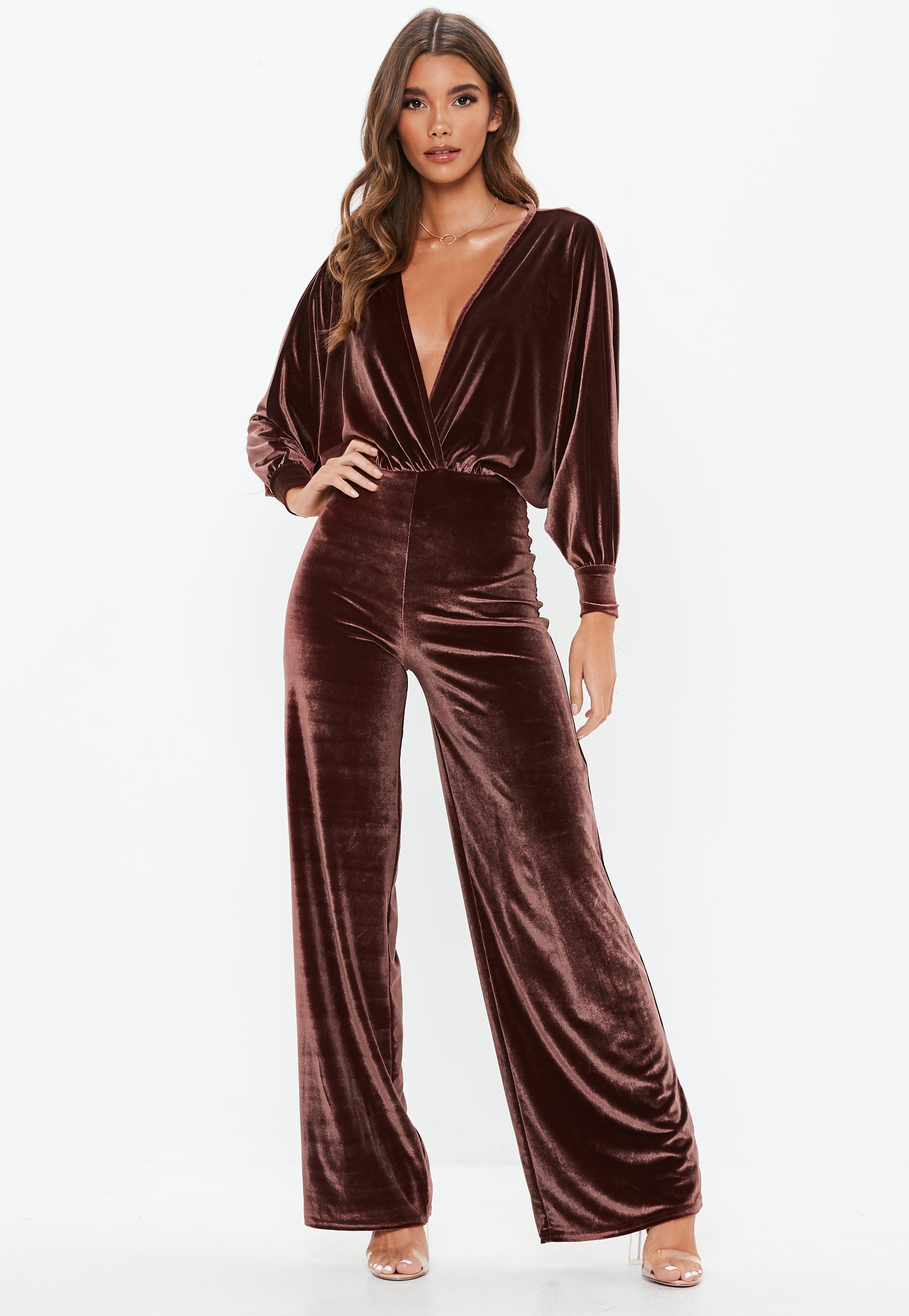 chocolate velvet jumpsuit