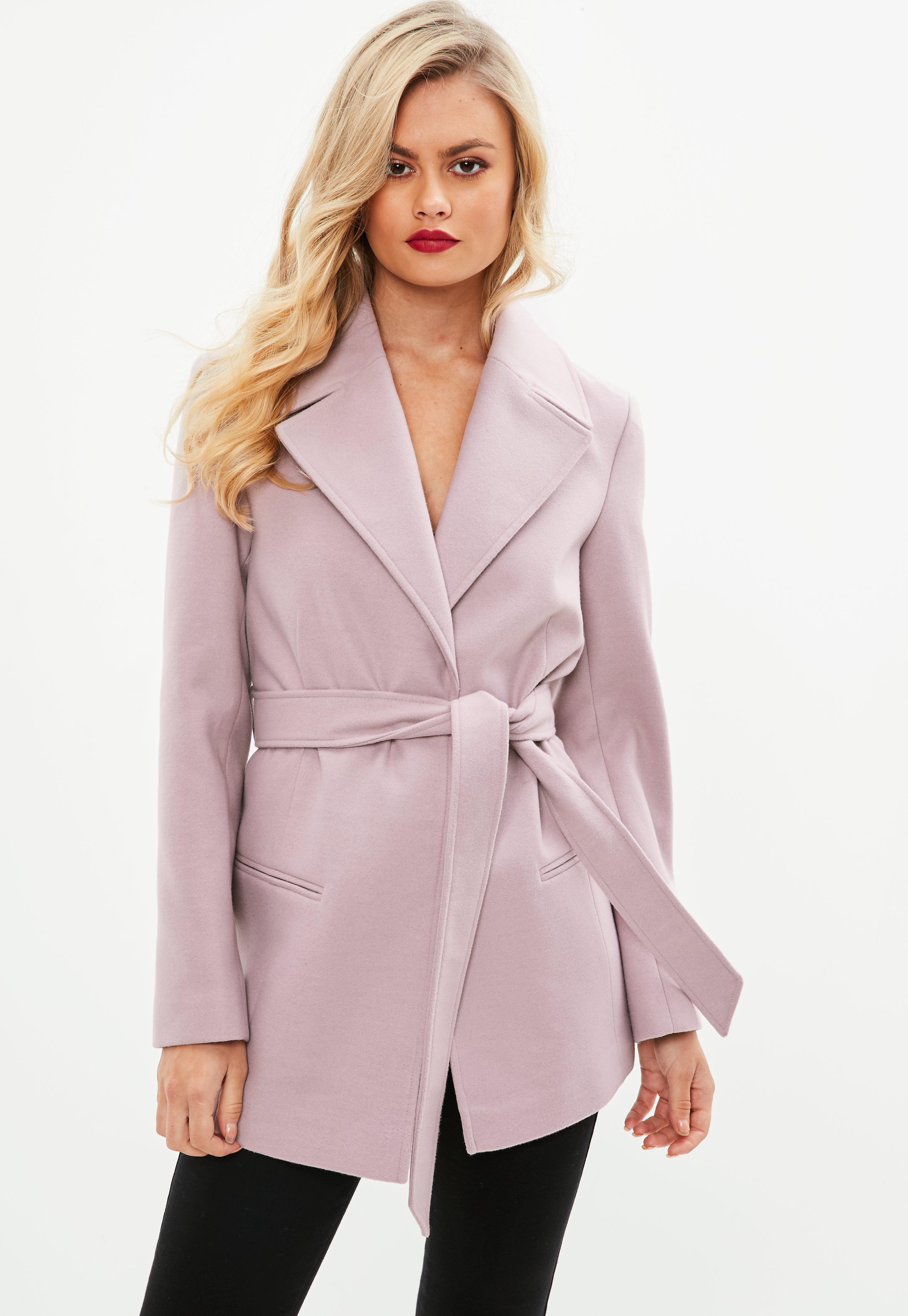 Lyst - Missguided Pink Short Belted Trench Coat in Pink