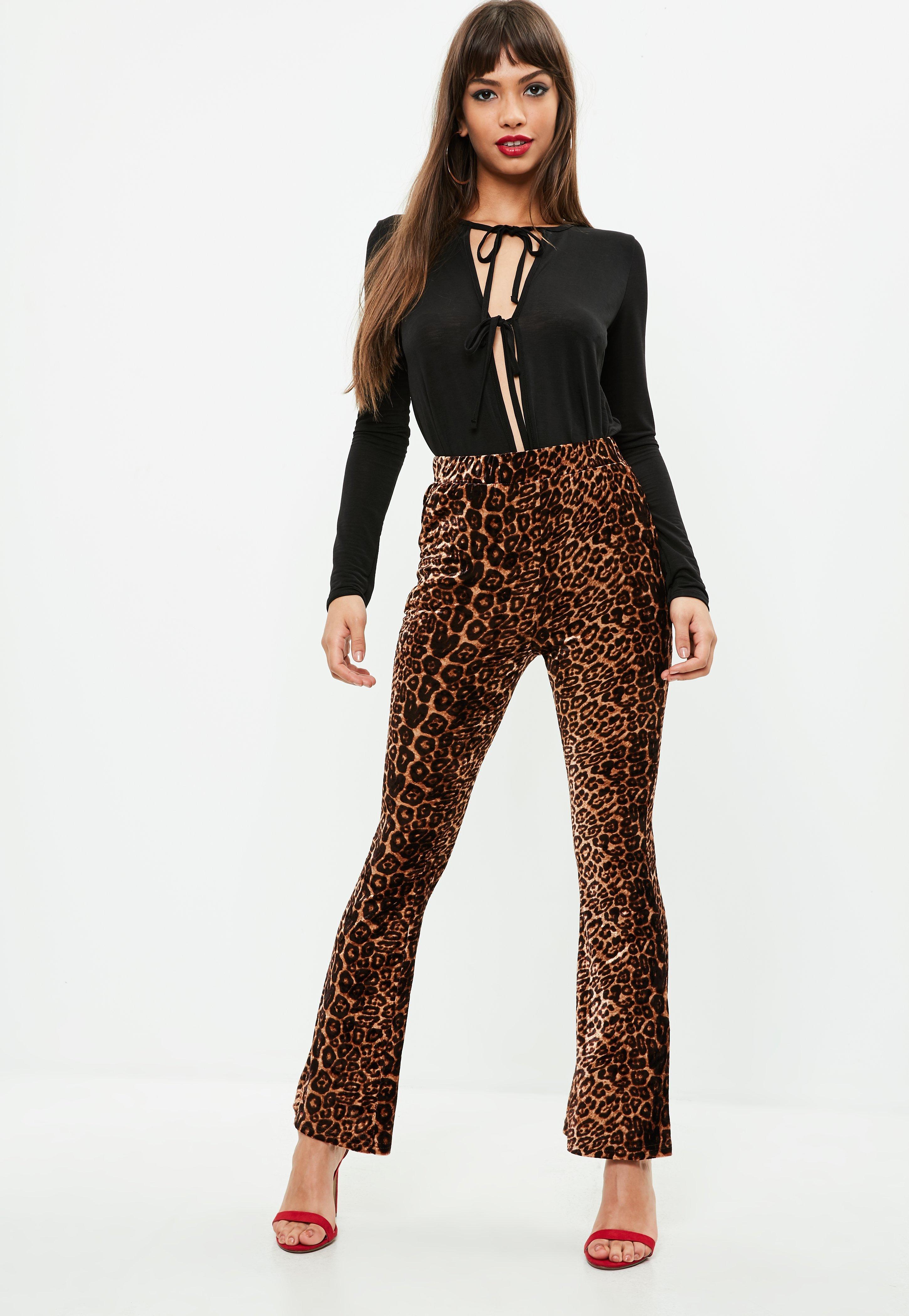 Missguided Brown Leopard Print Velvet Pants - Lyst