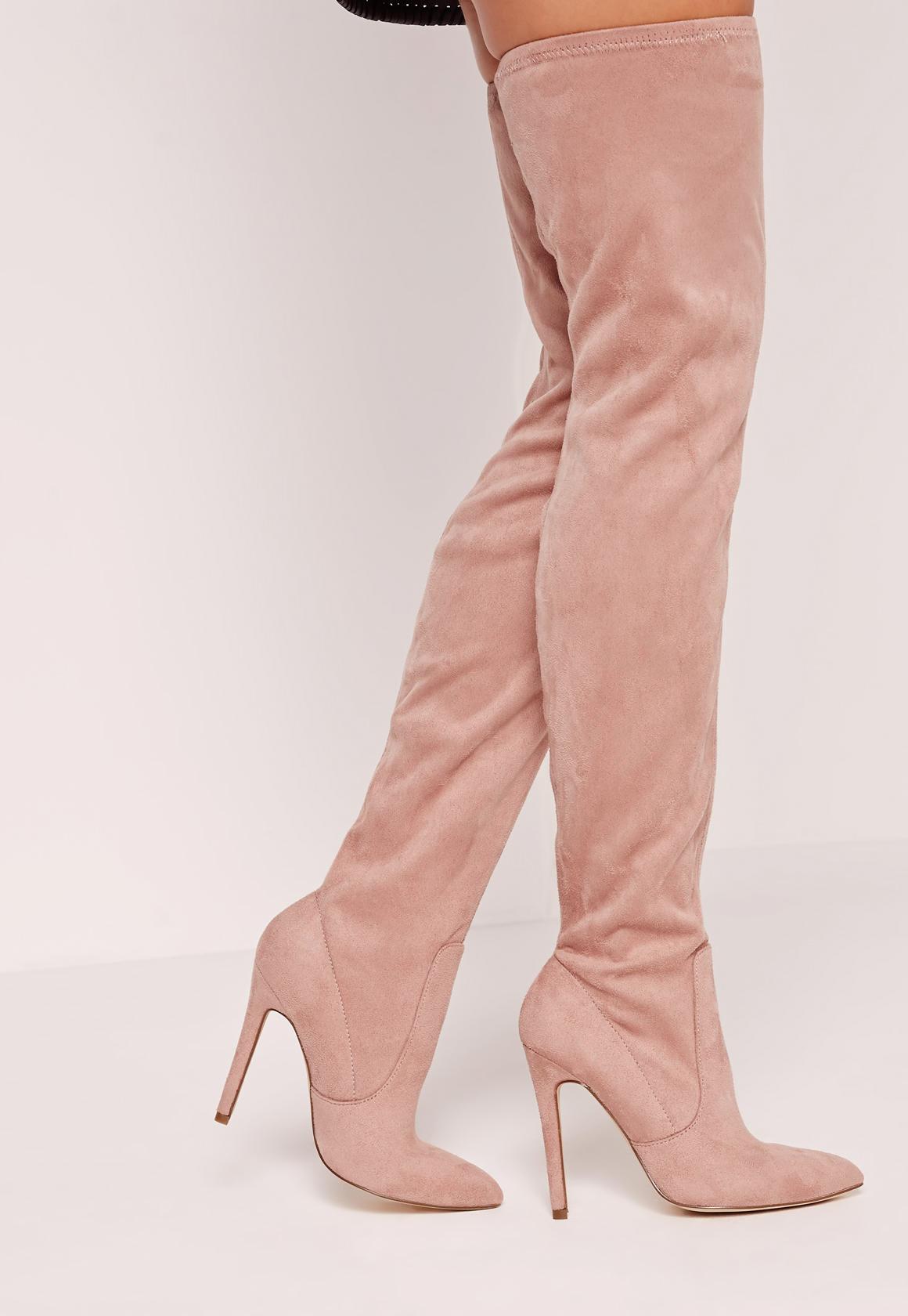 over knee boots pink