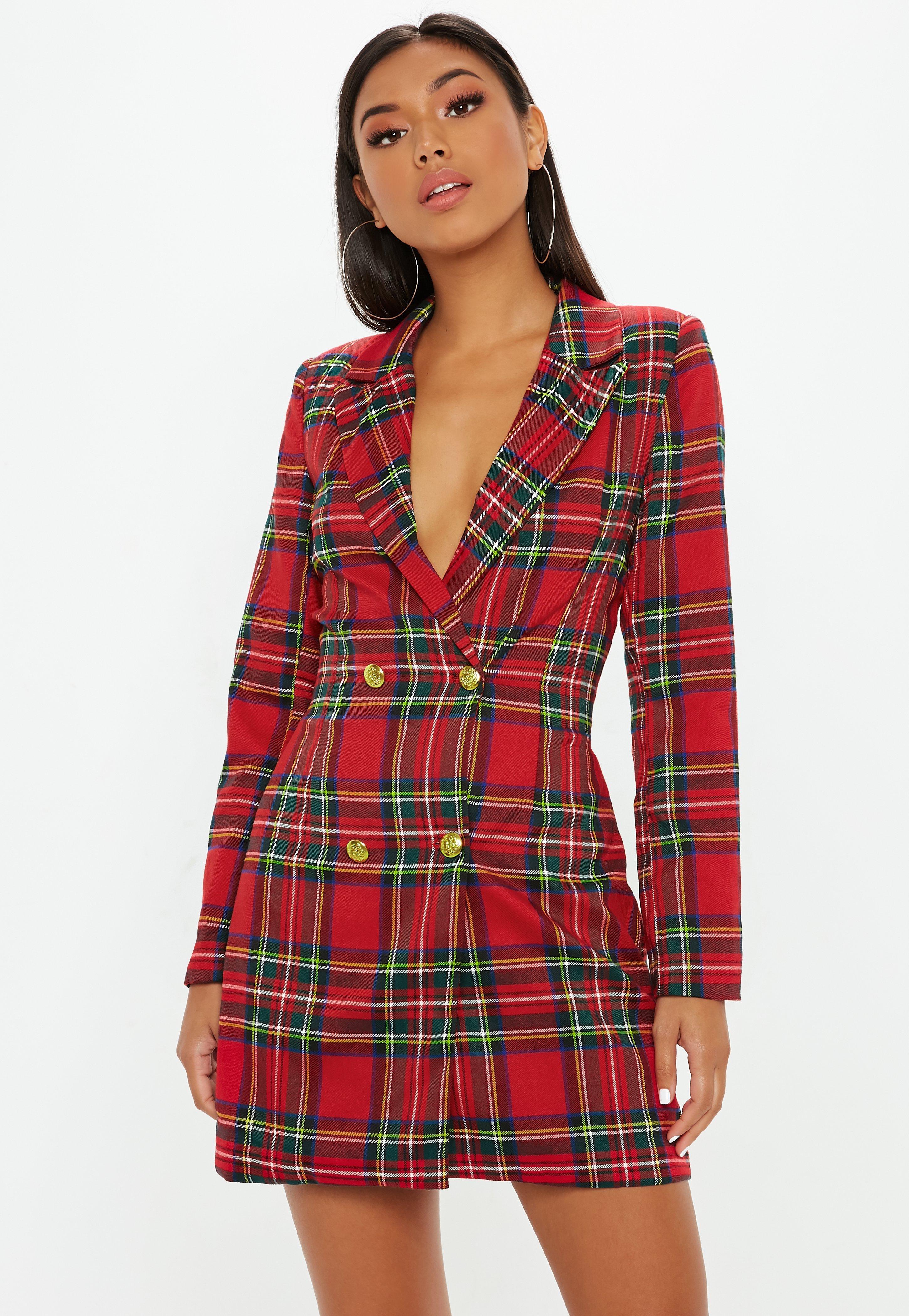 checked blazer dress