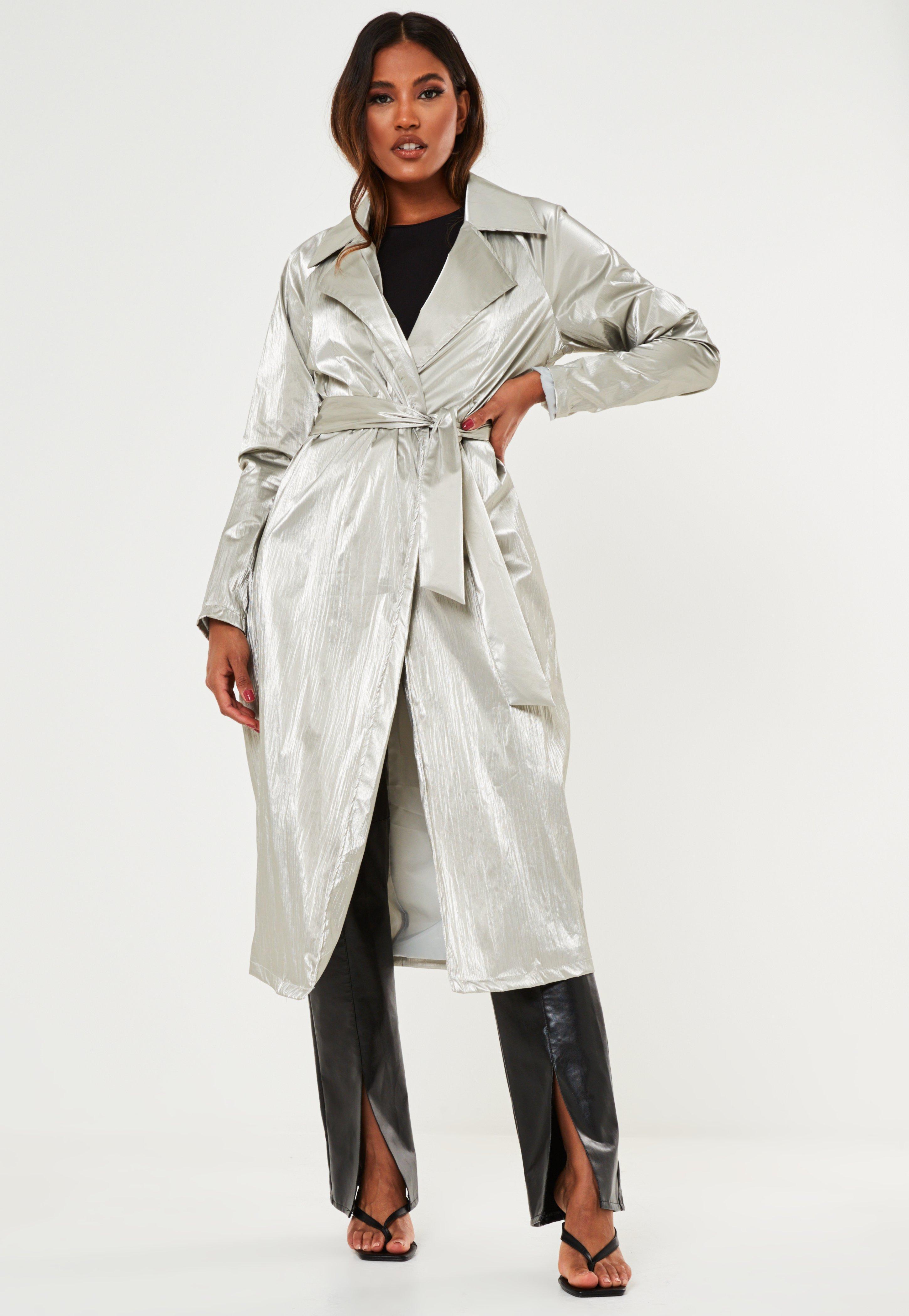 metallic trench coat