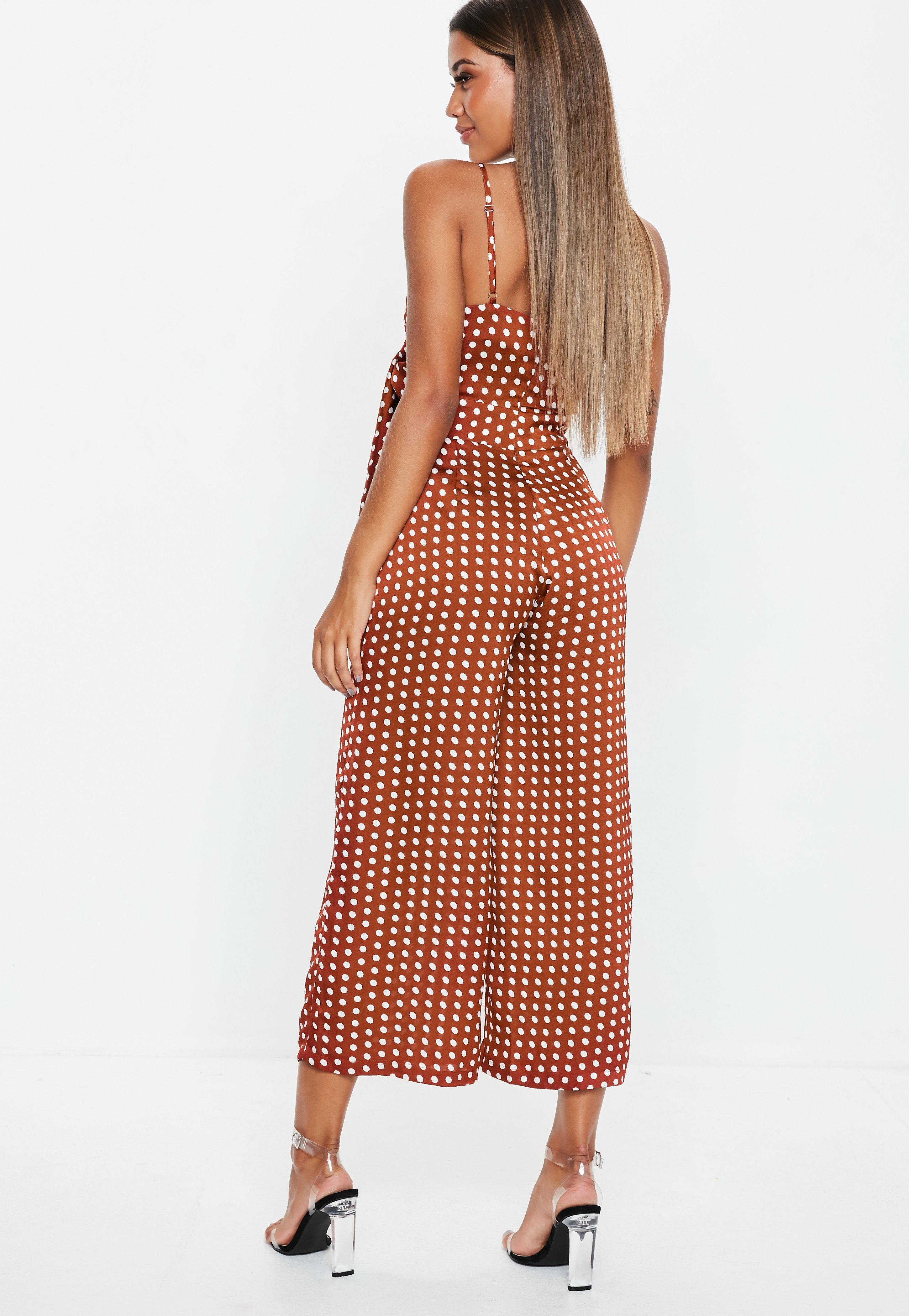 rust polka dot jumpsuit
