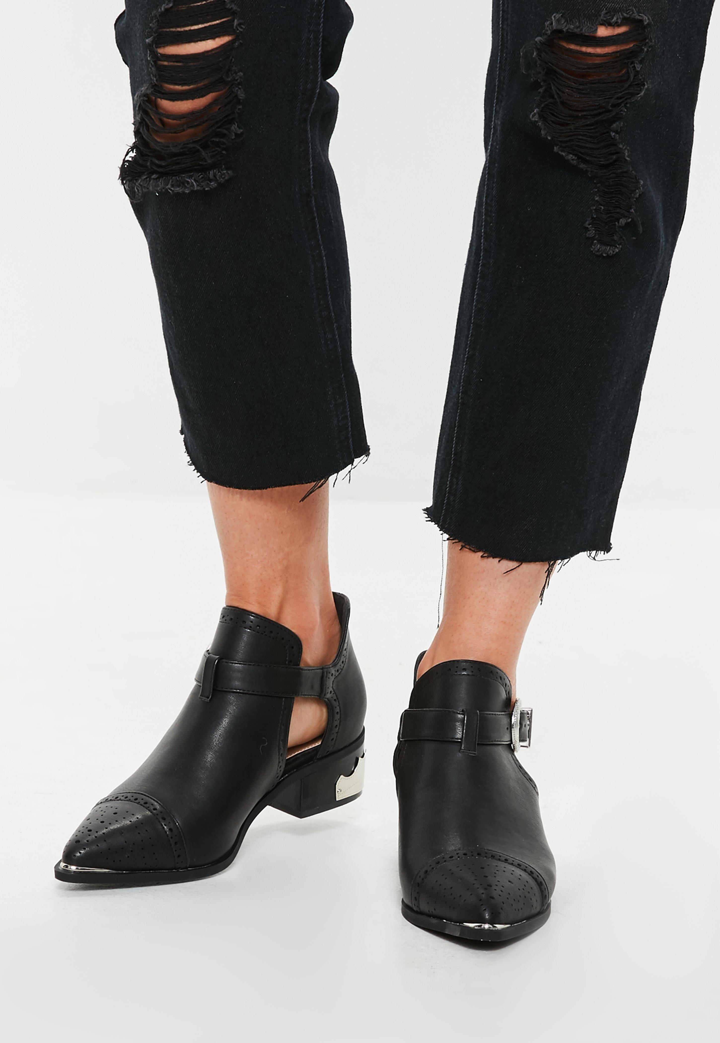 cut out western ankle boots