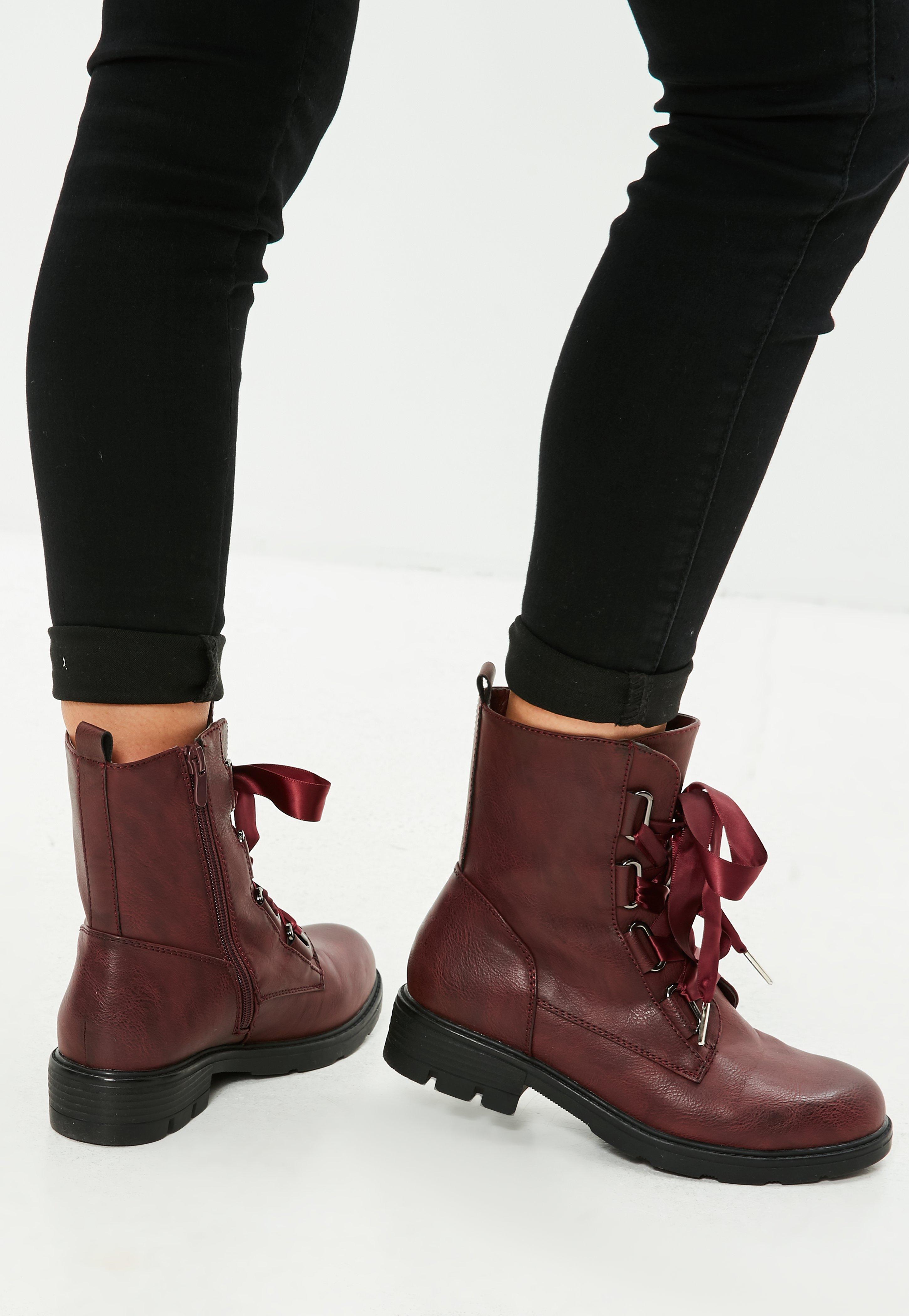 Missguided Burgundy Ribbon Lace Up 
