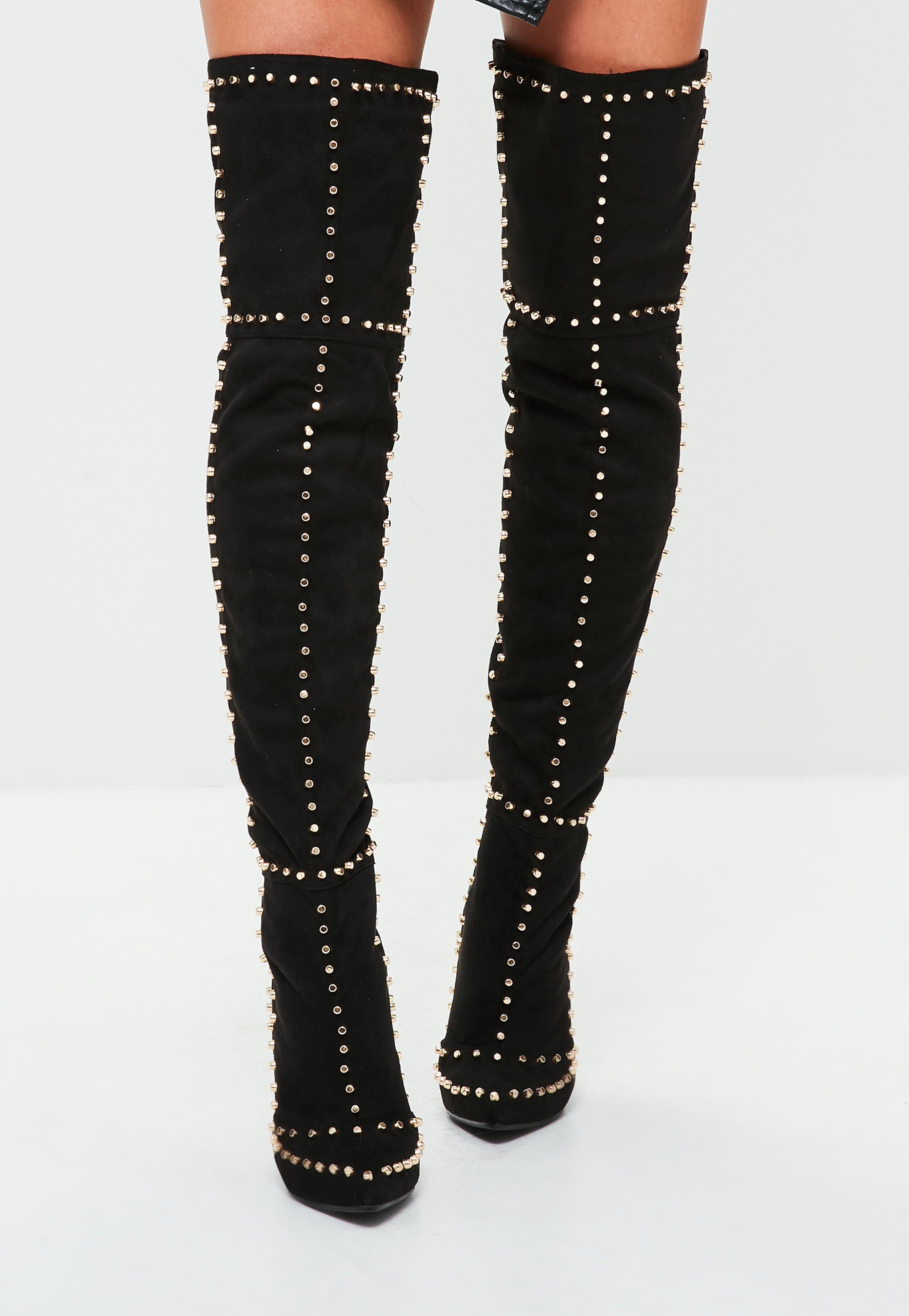 Multi Studded Thigh High Boots 