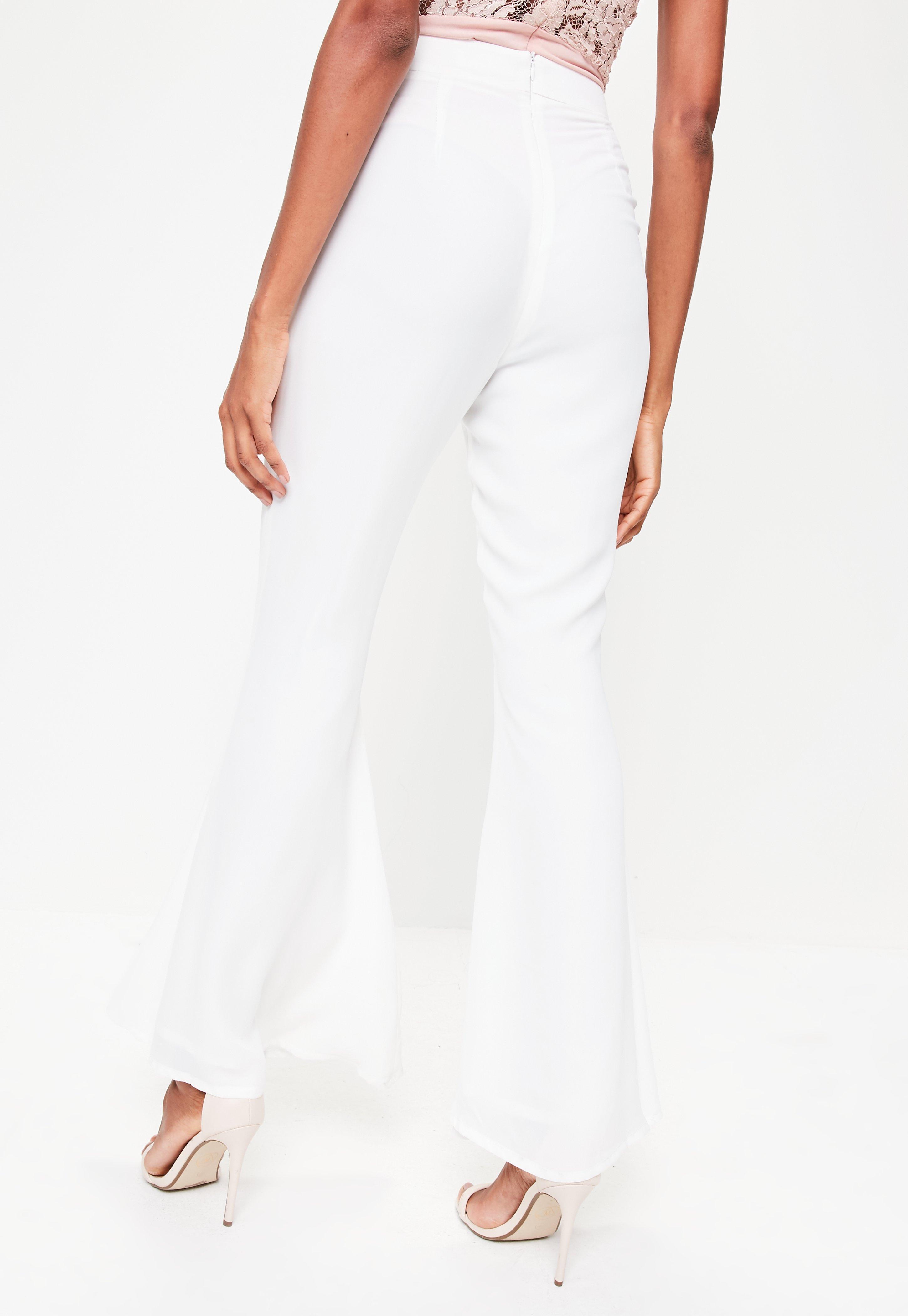 petite white flare pants