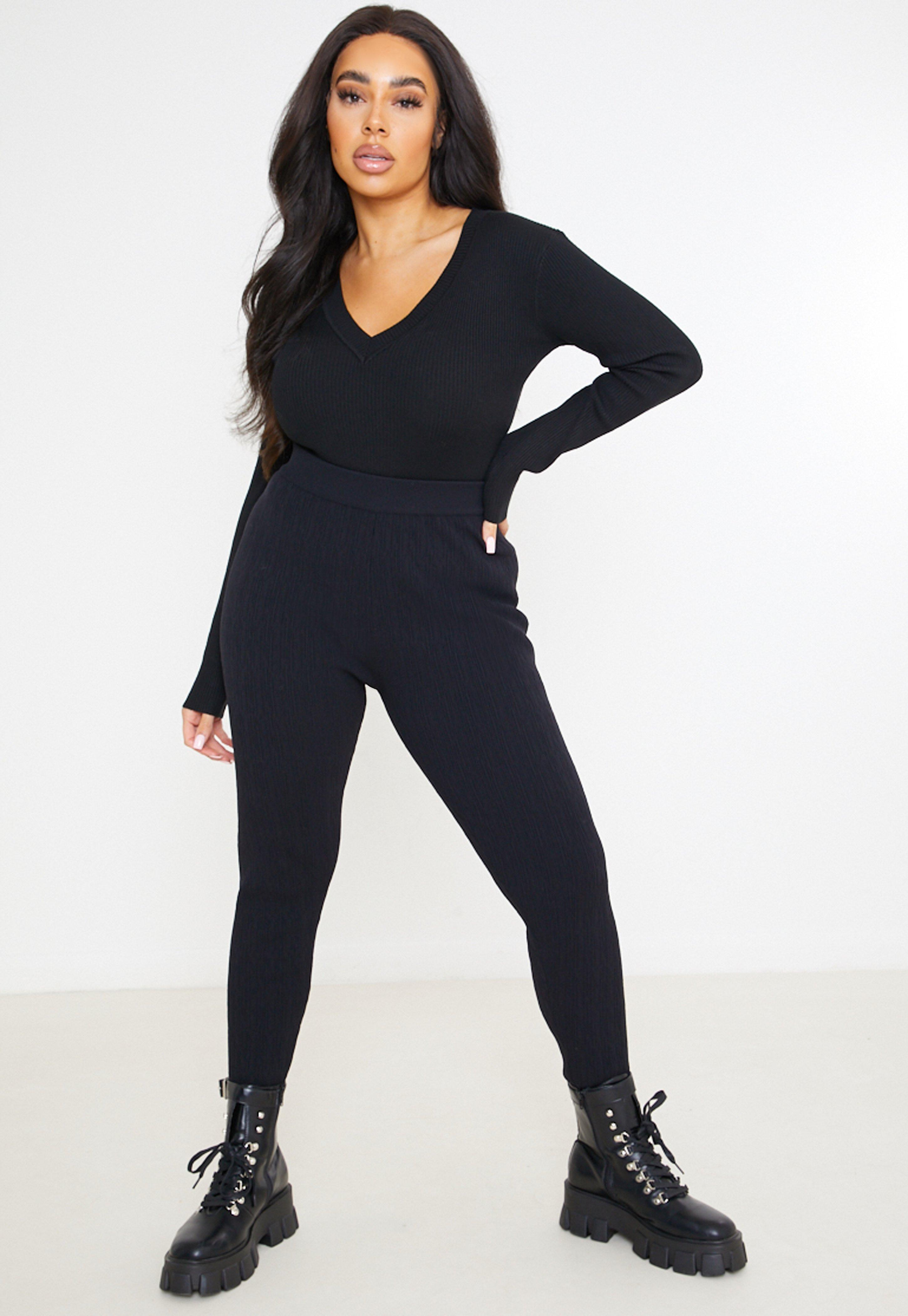 Missguided Plus Size Black Textured High Waisted Leggings - Lyst