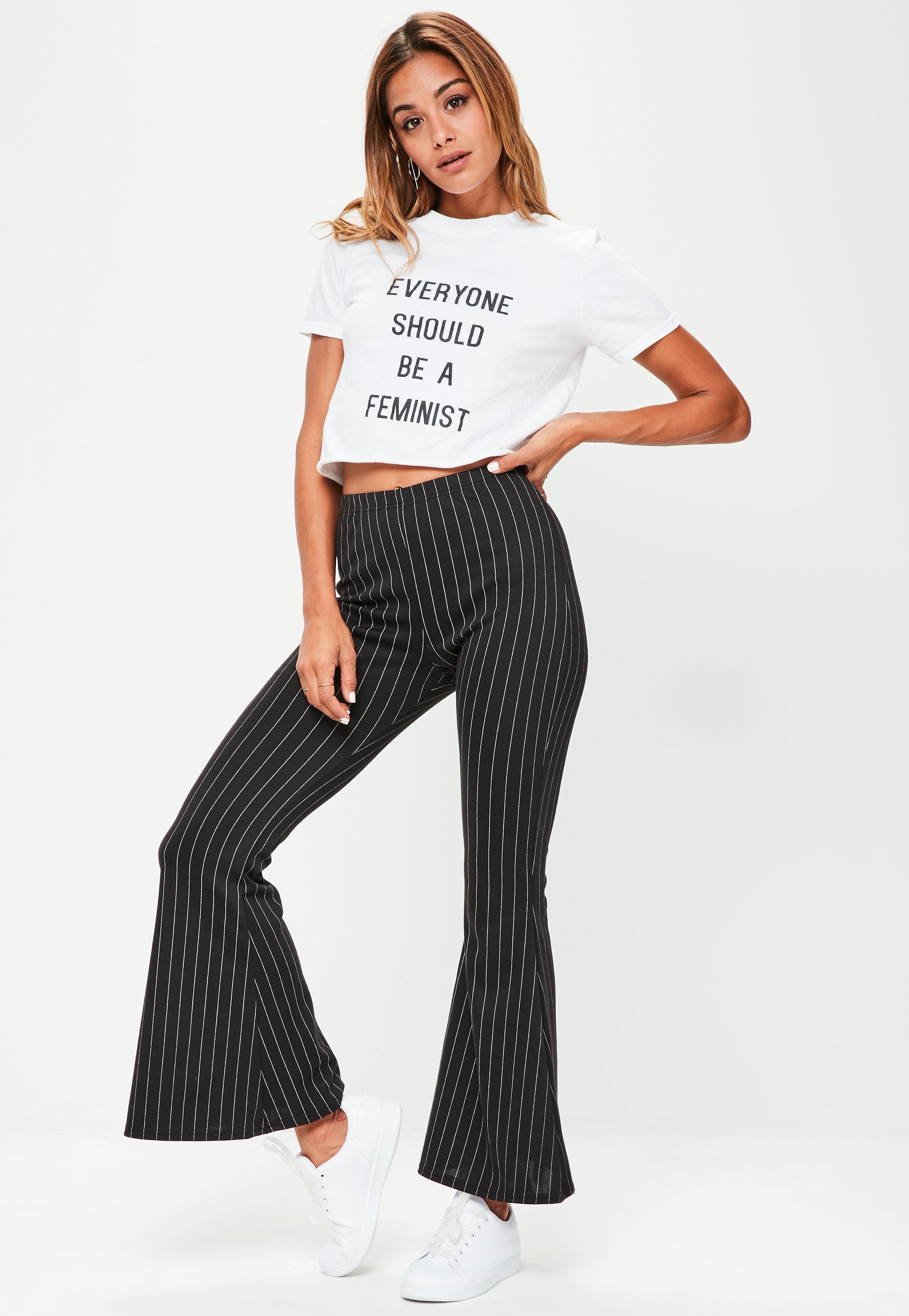 pinstripe flare trousers