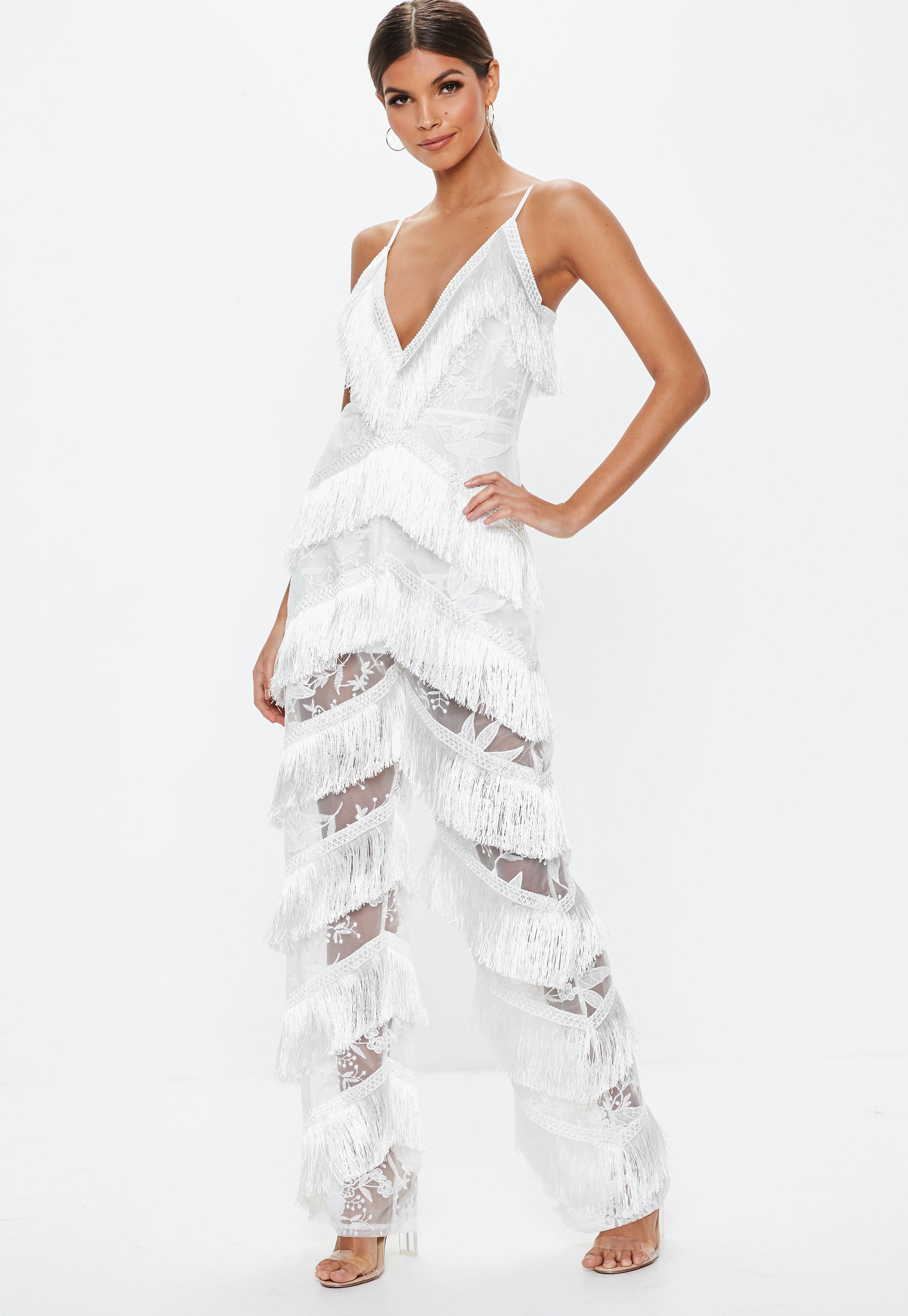 fringe lace jumpsuit