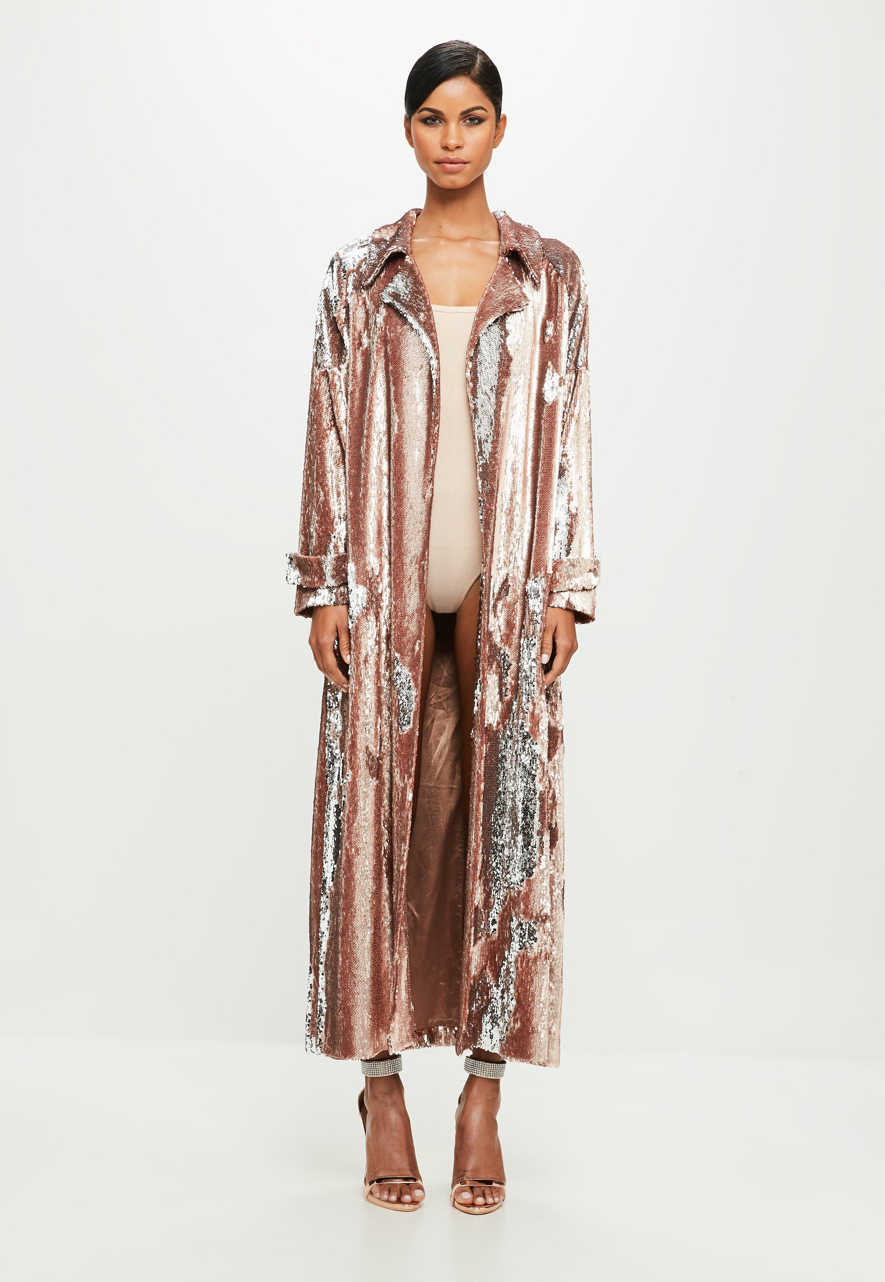 long sequin coat