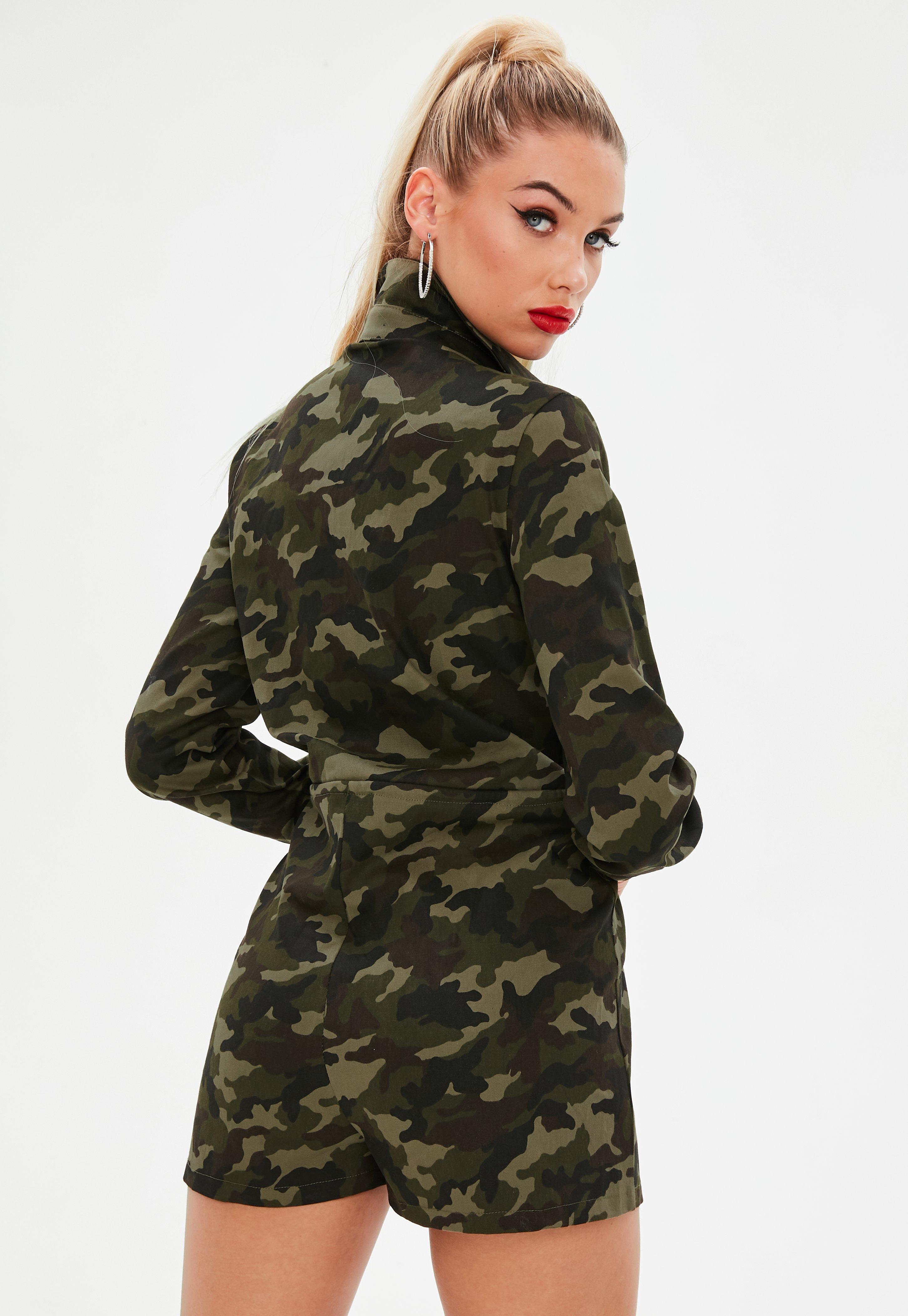 camo utility playsuit