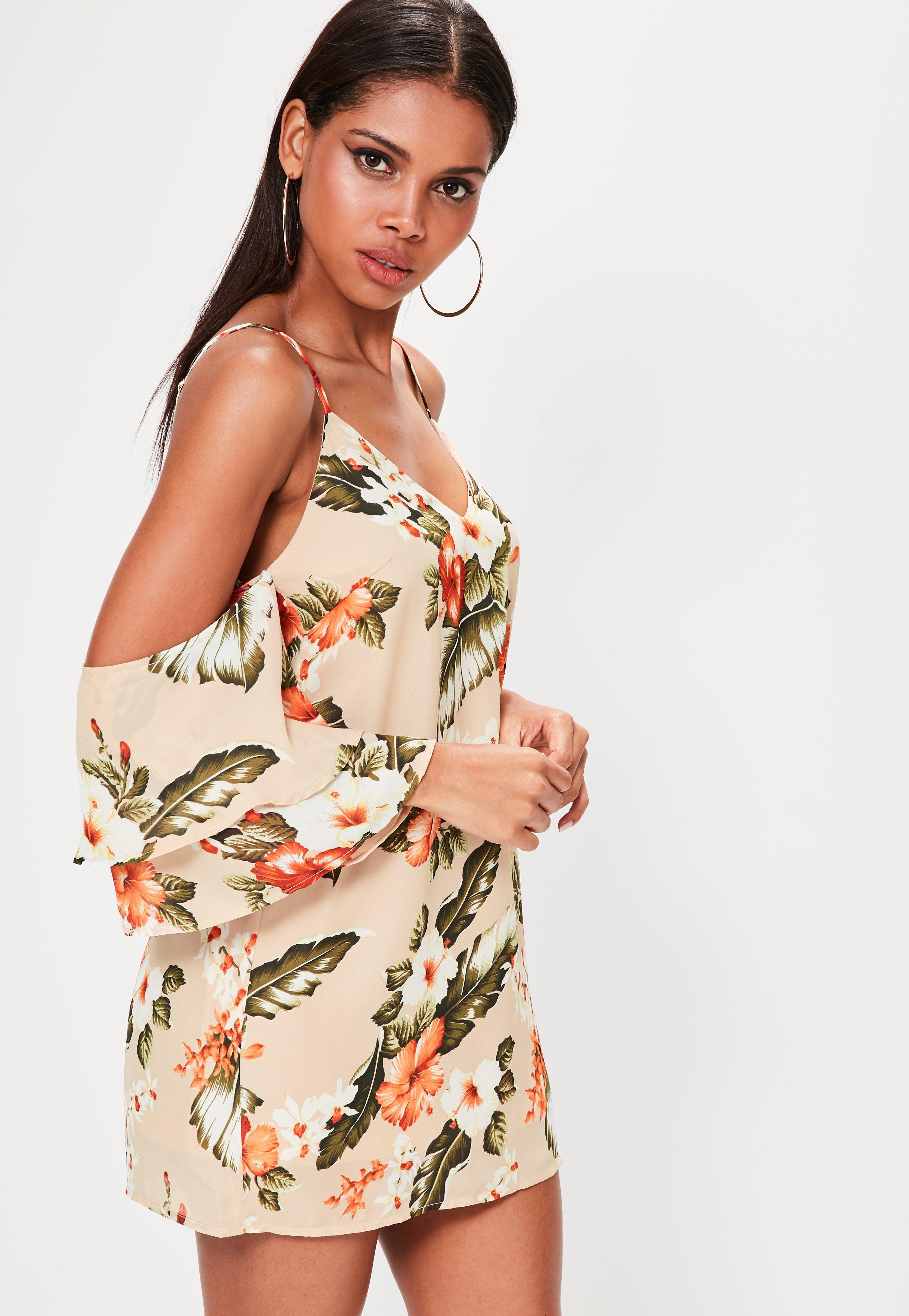 orange cold shoulder dress