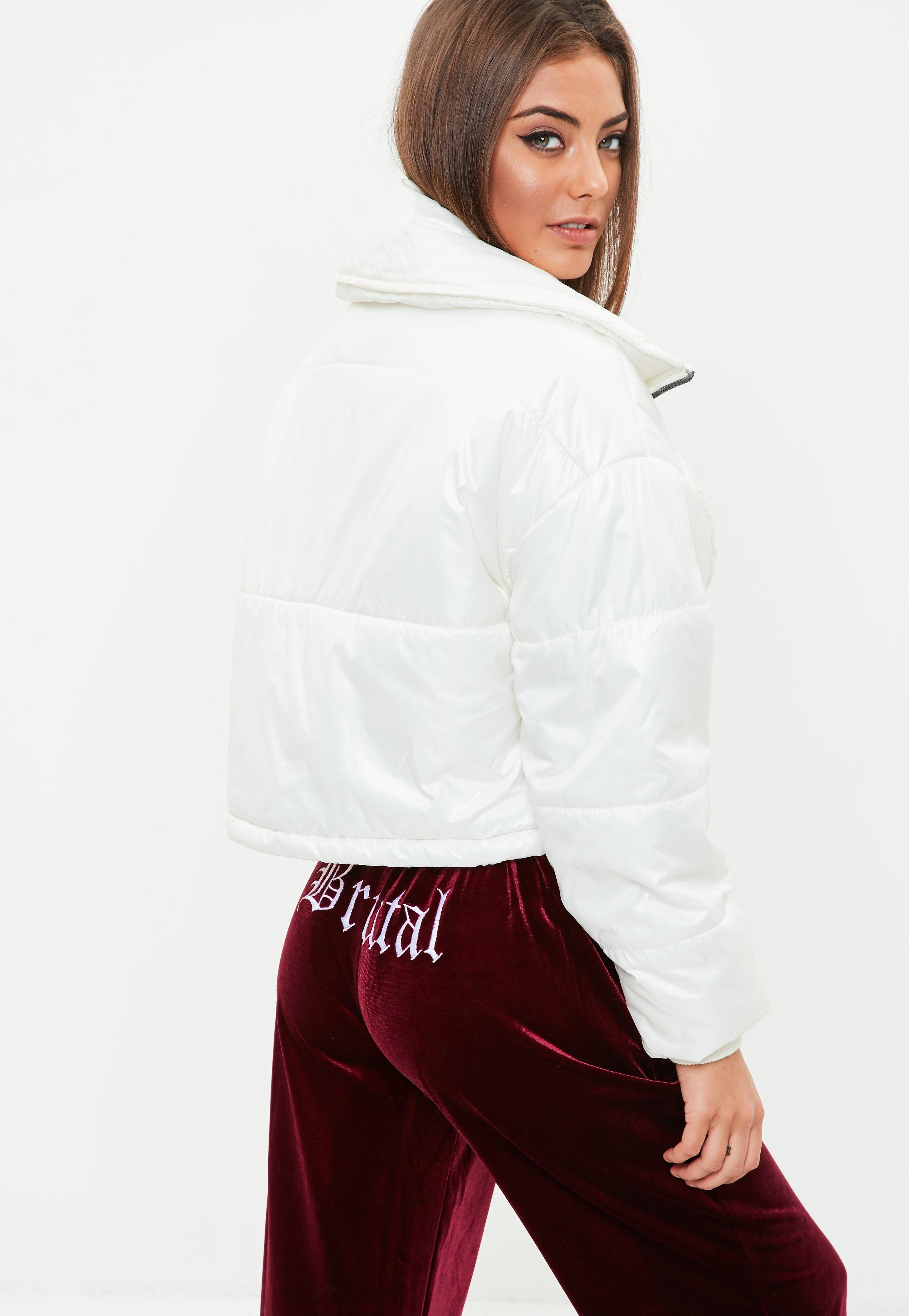 white cropped puffer jacket women's