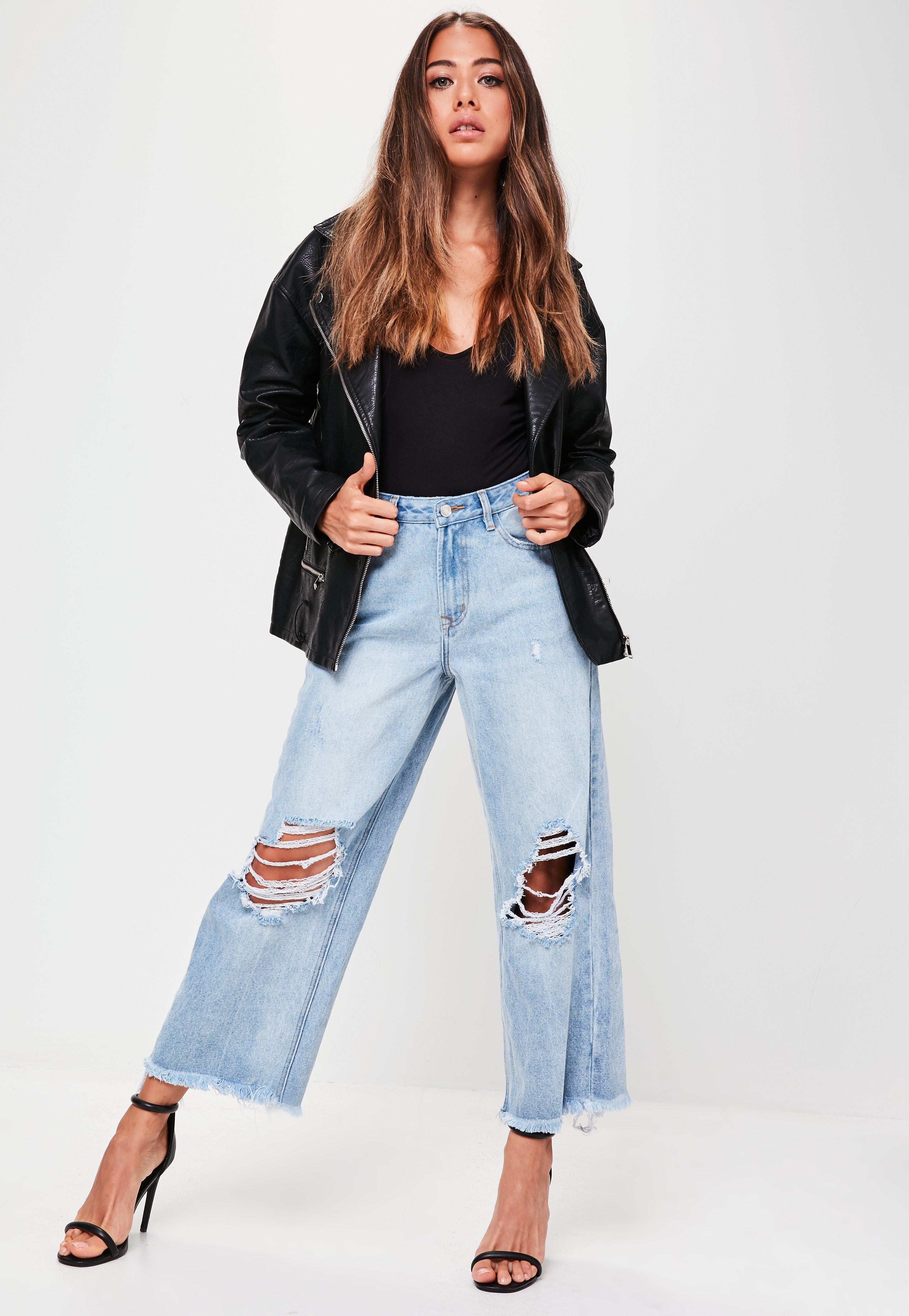 ripped wide leg jeans