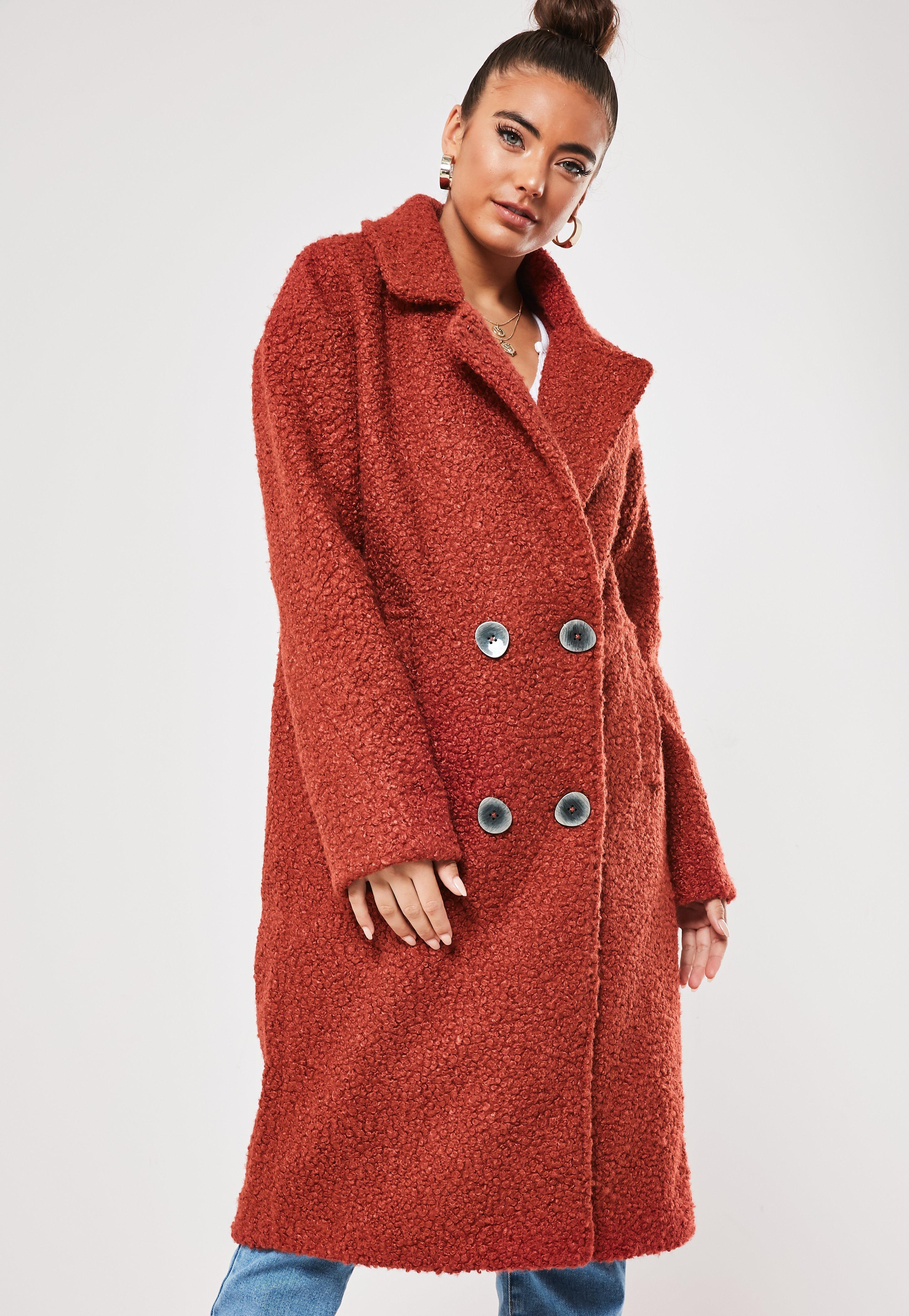 rust boucle coat