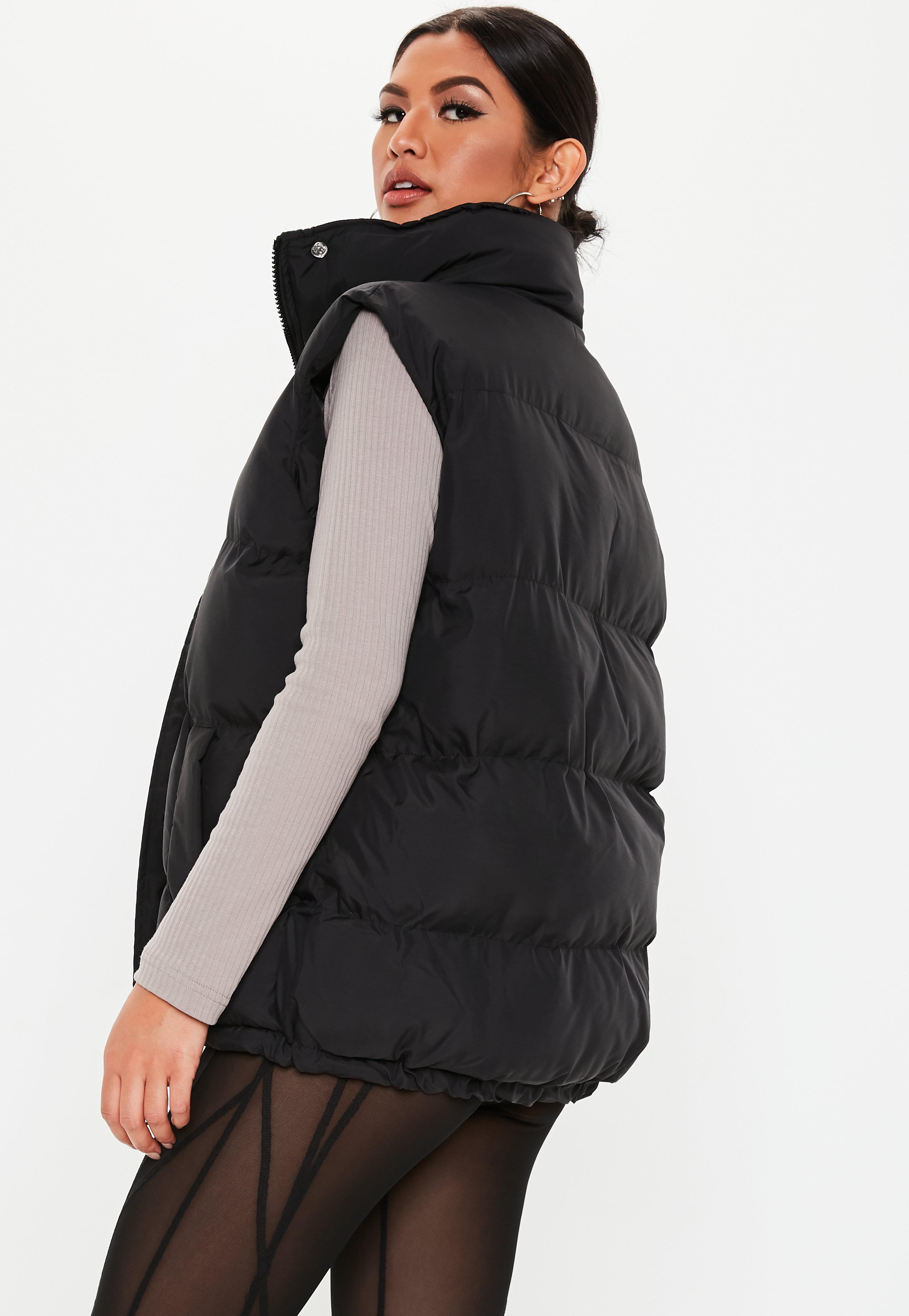 puffer long gilet womens