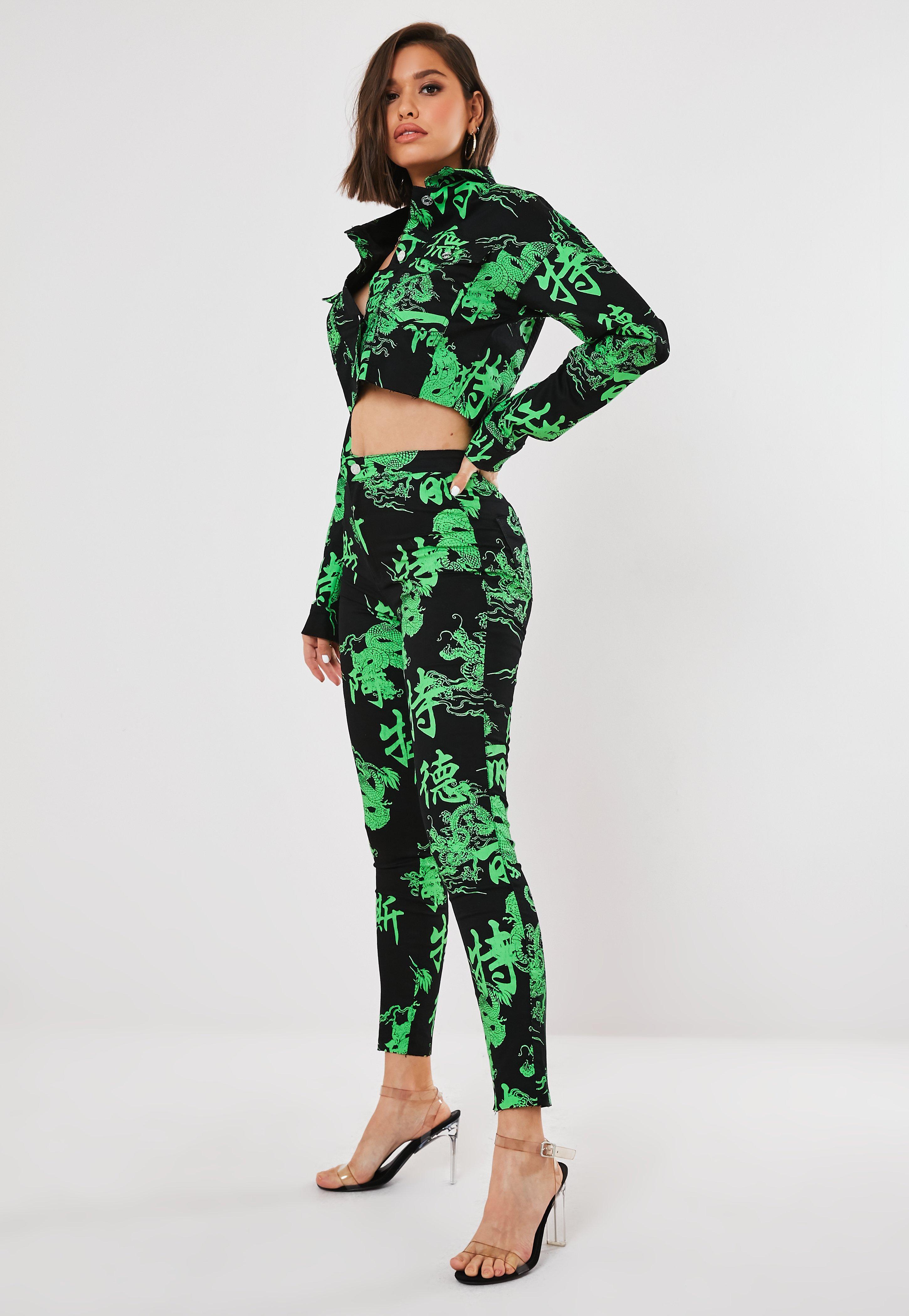 dragon print jeans