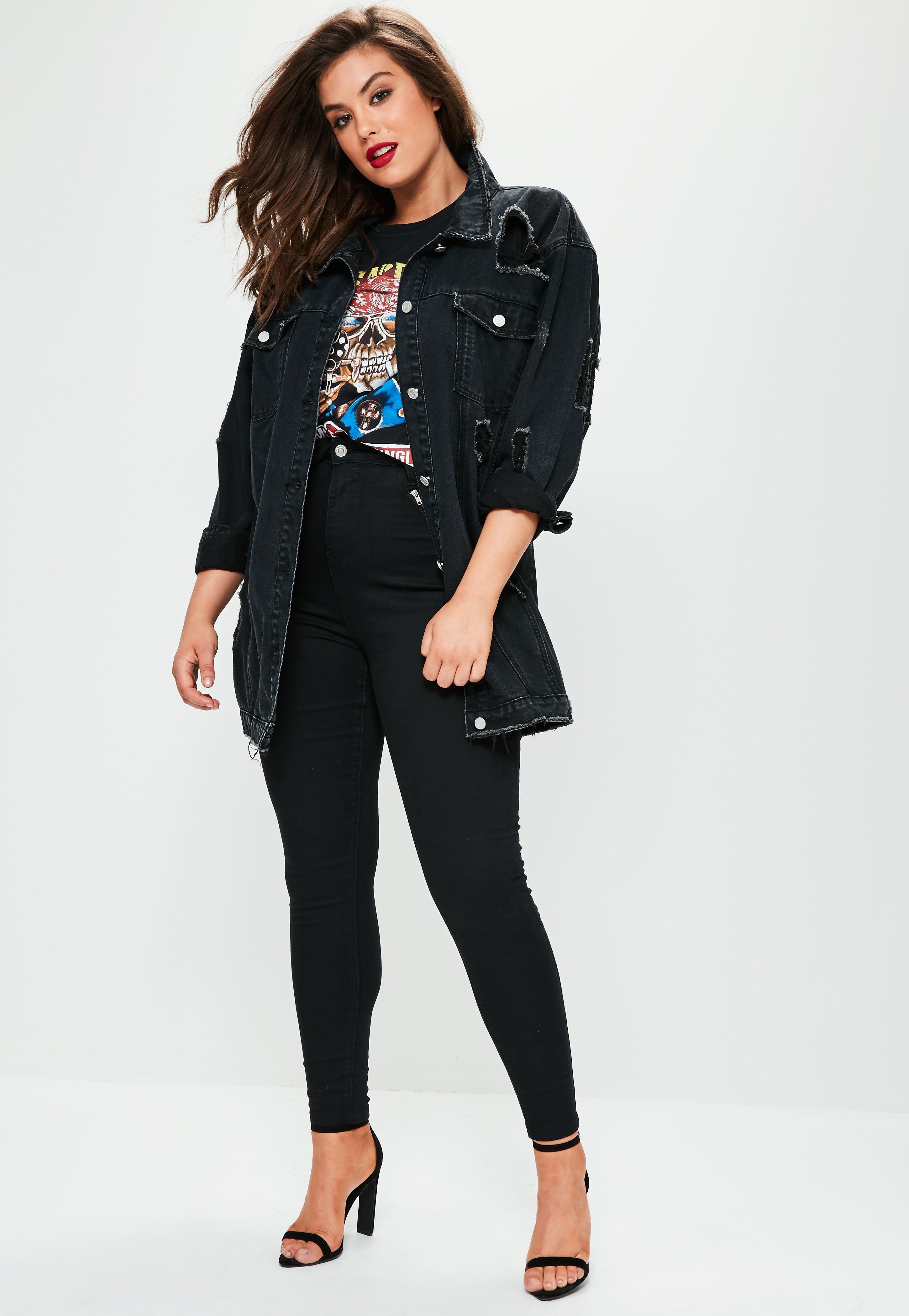 longline denim jacket plus size
