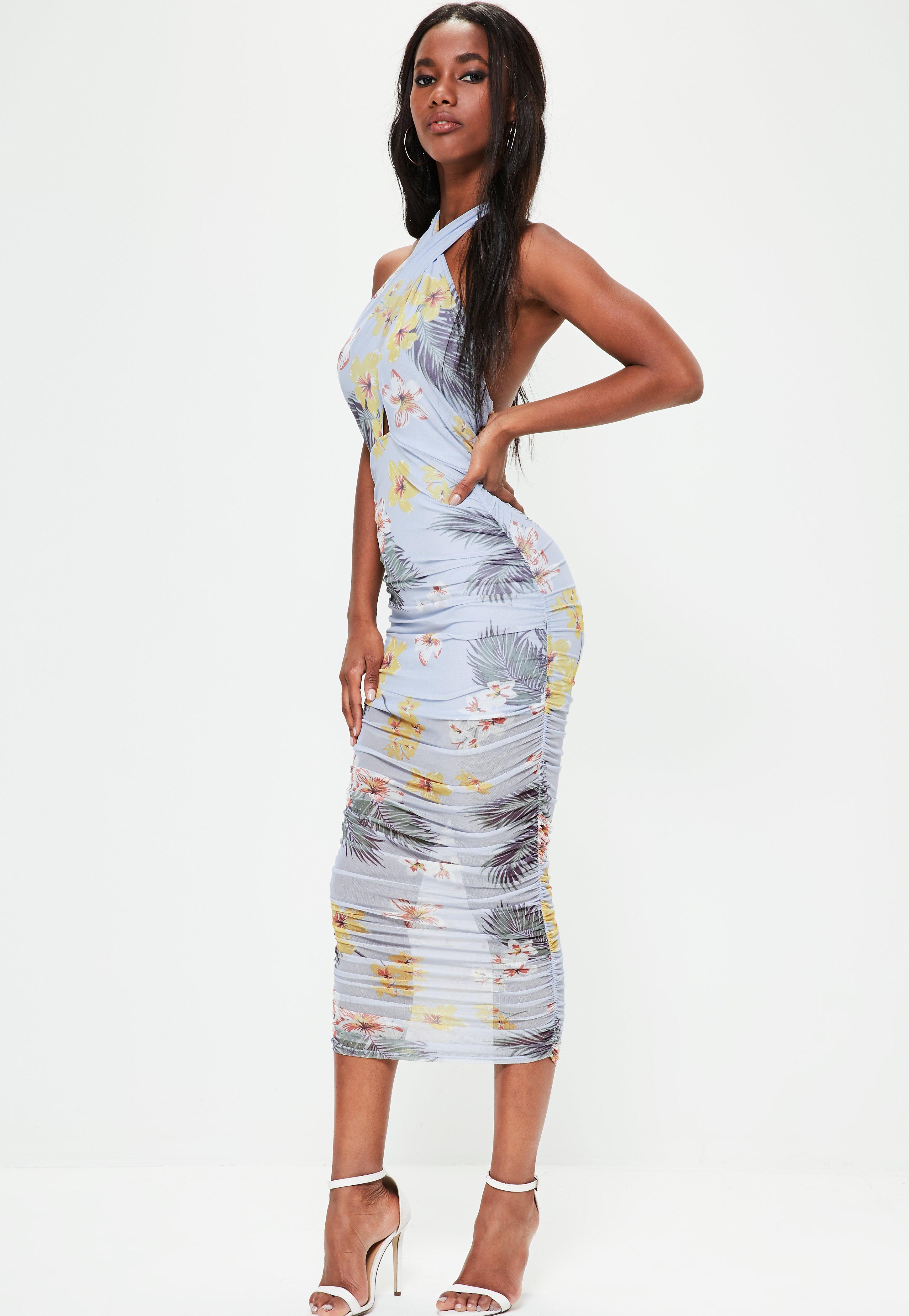 mesh ruched maxi dress