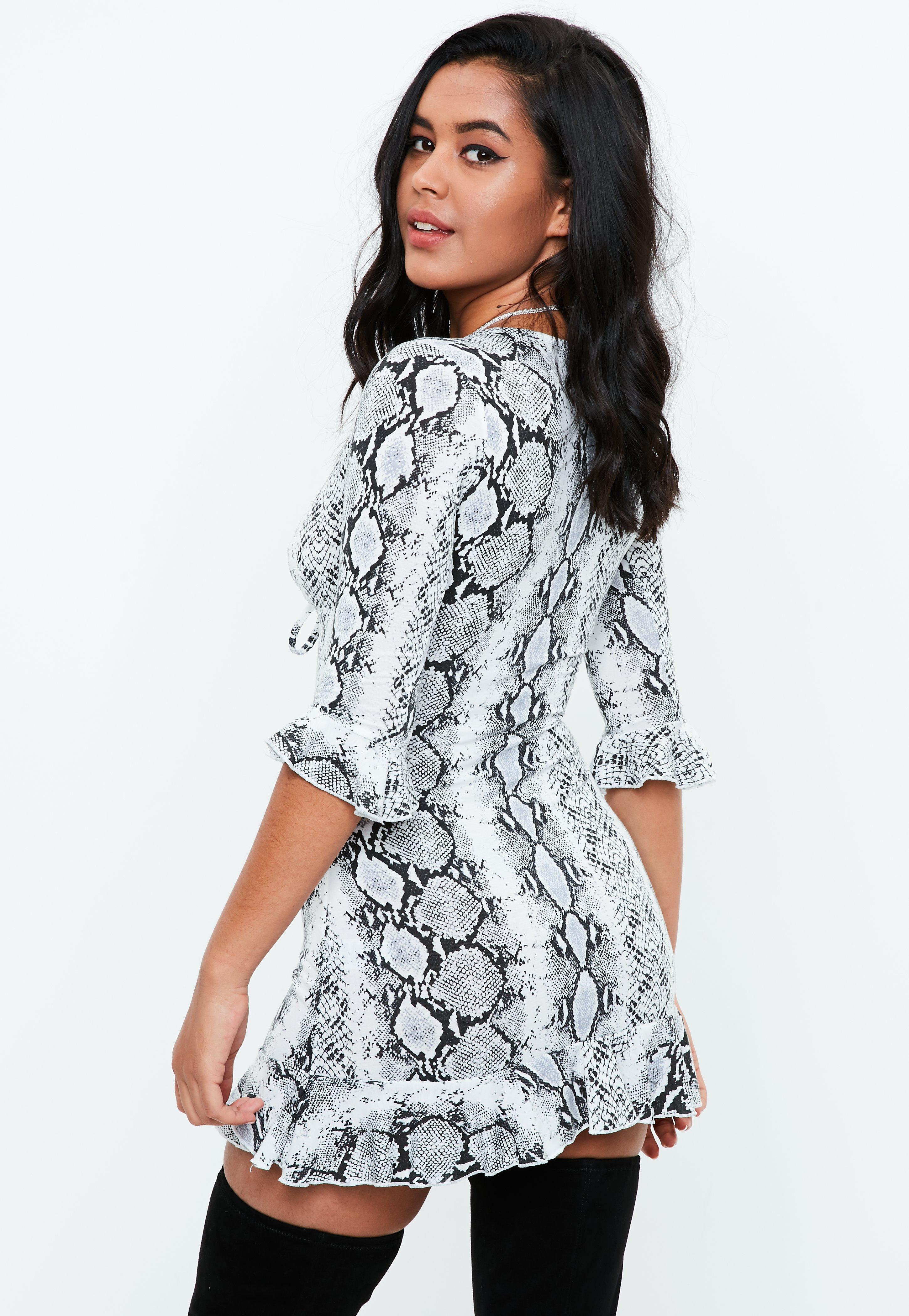snake print tea dress