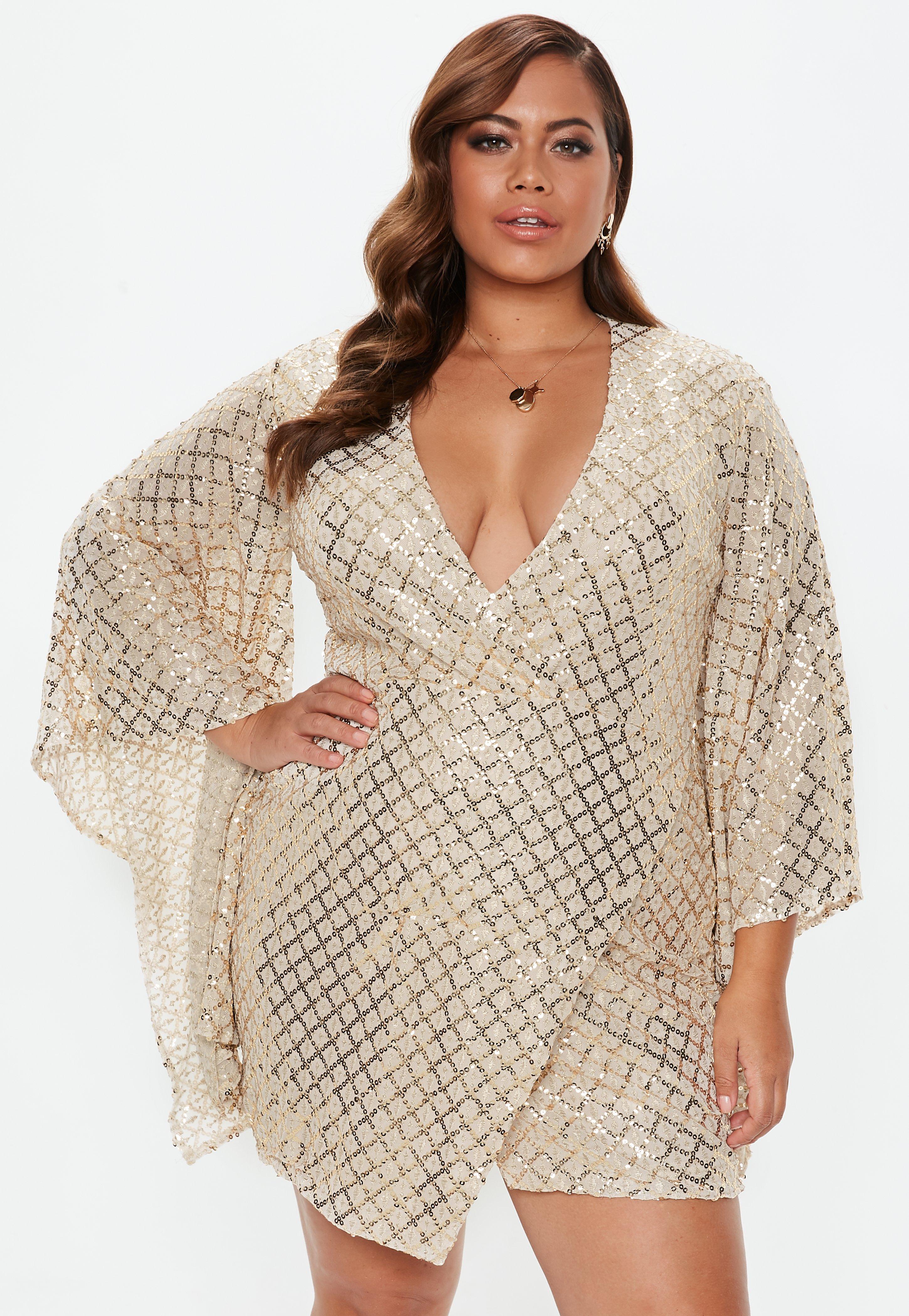 plus size sequin wrap dress