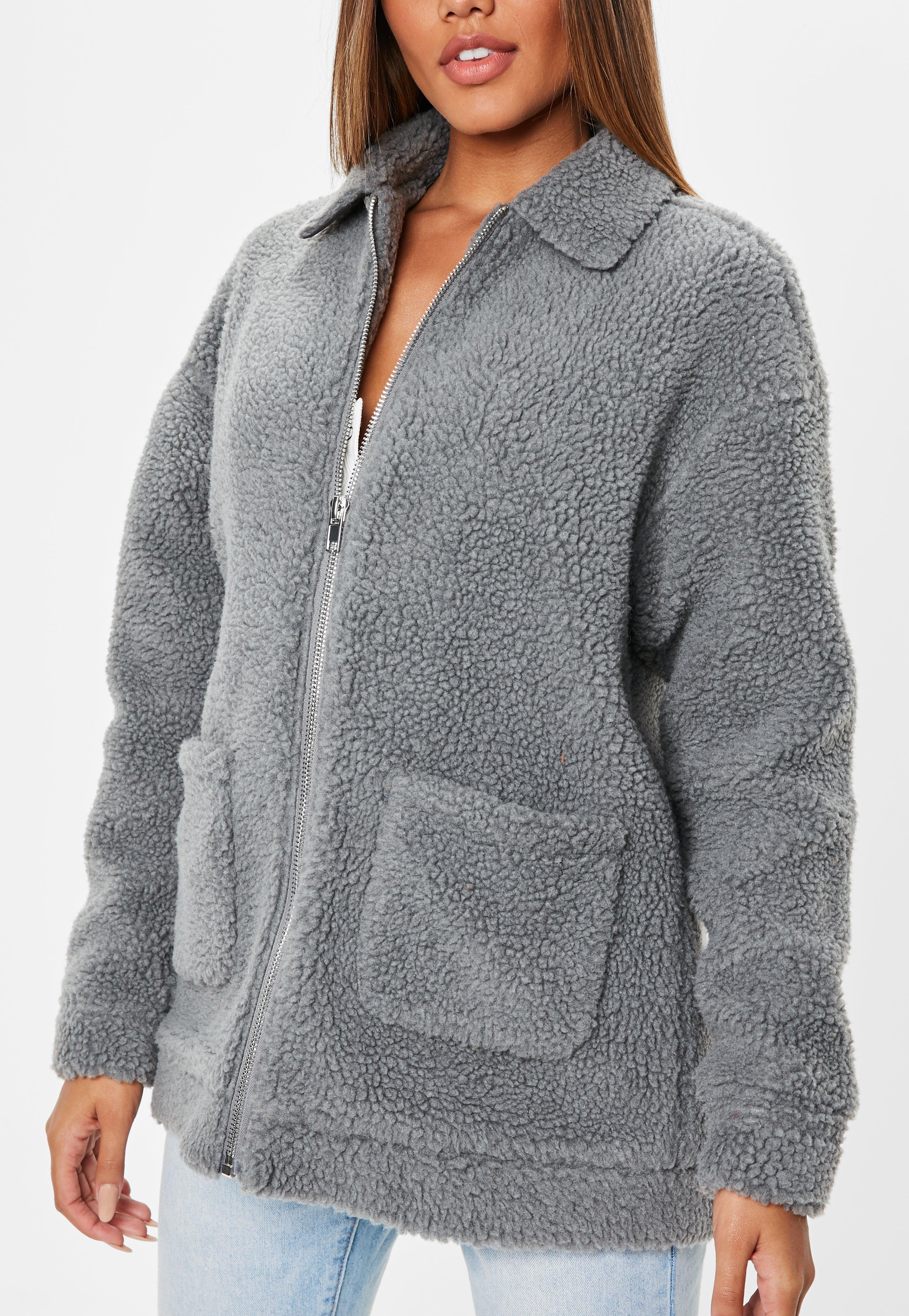 grey borg jacket womens