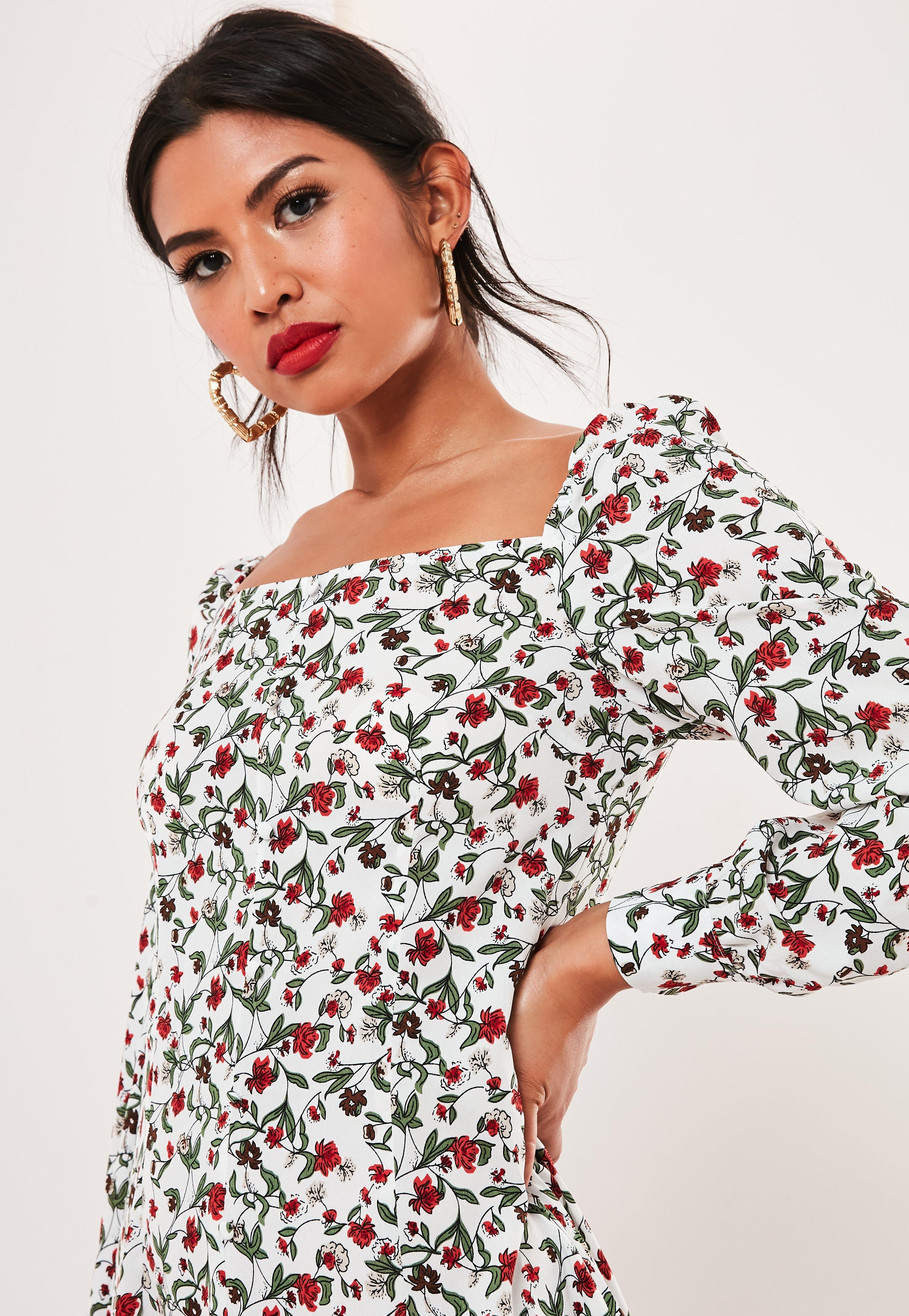 white ditsy floral dress
