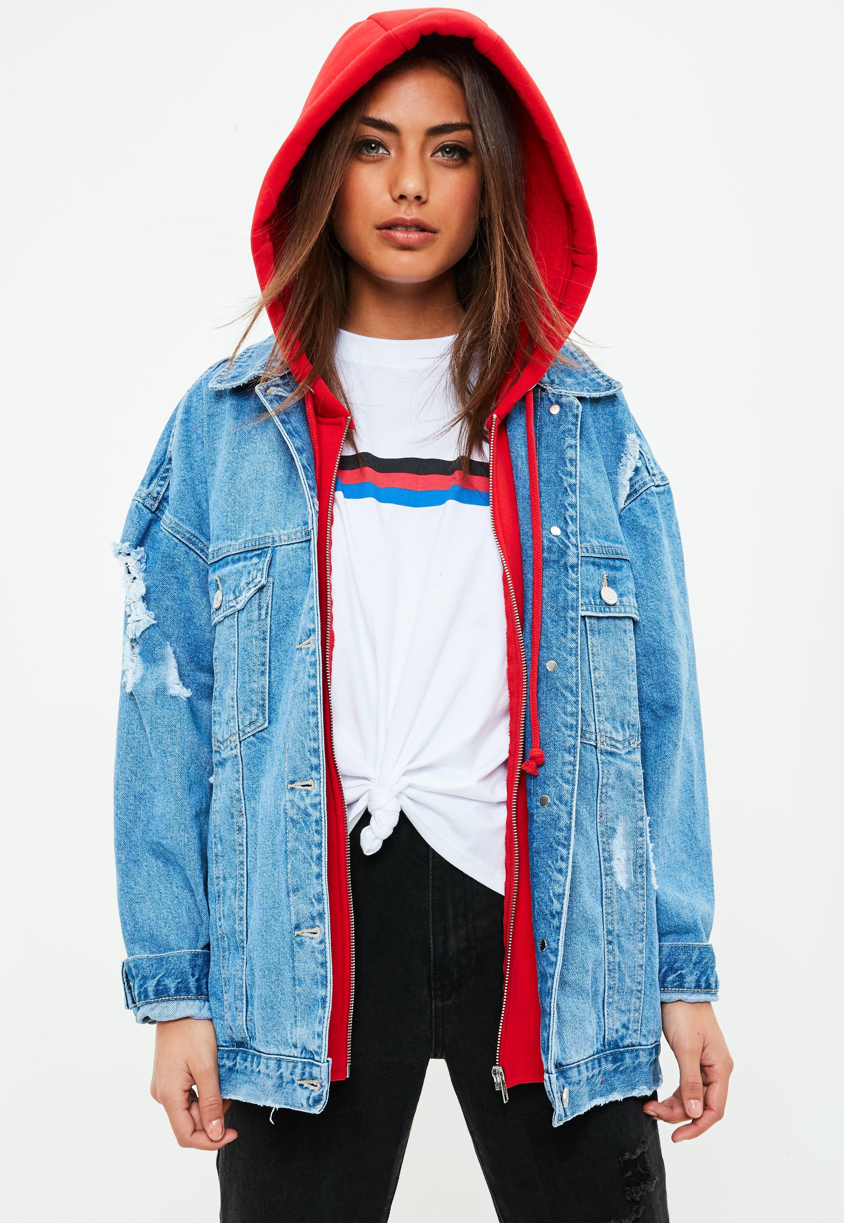 blue jersey hoodie denim jacket