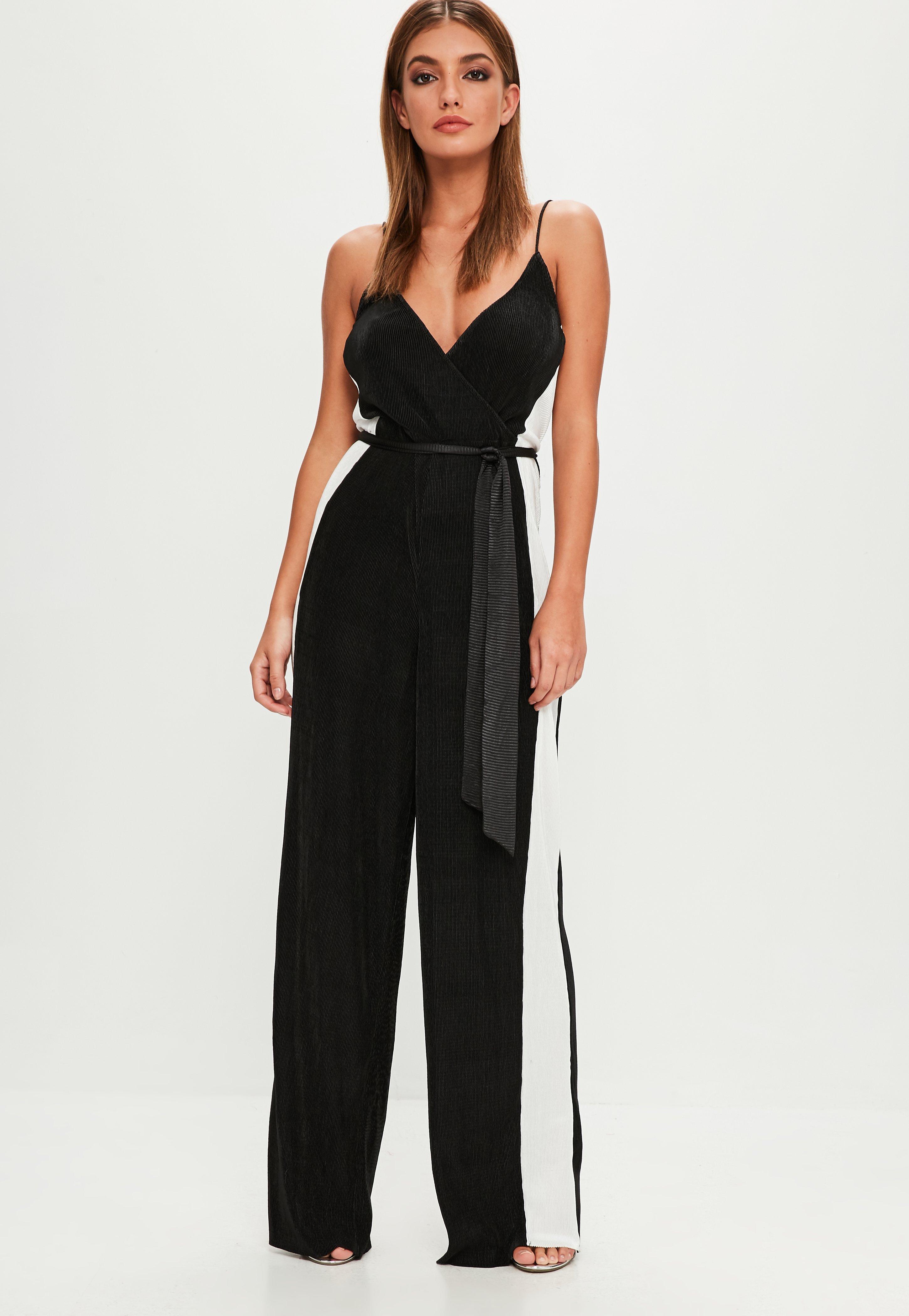 Lyst Missguided Black Wrap Over Jumpsuit in Black