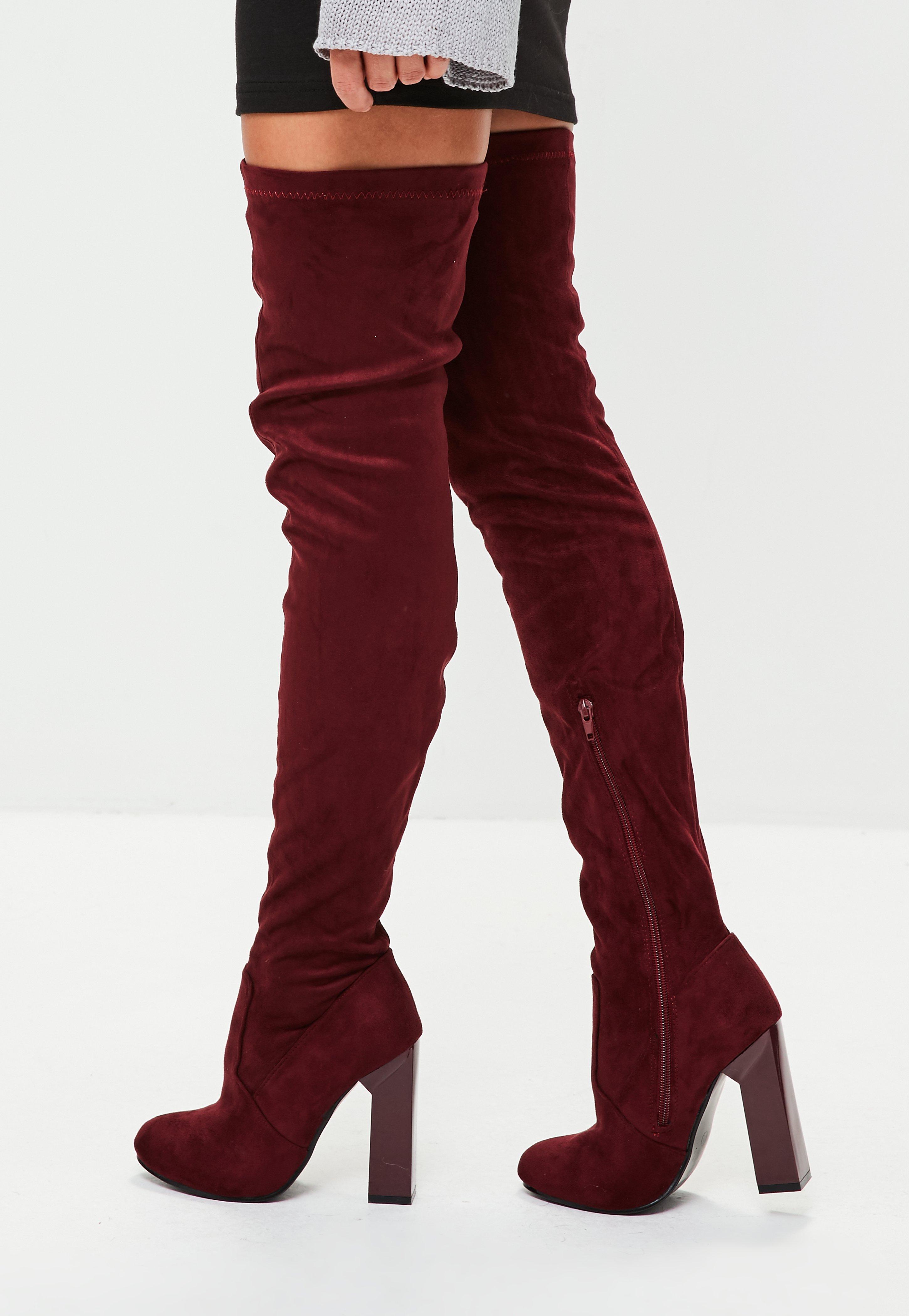 burgundy thigh boots