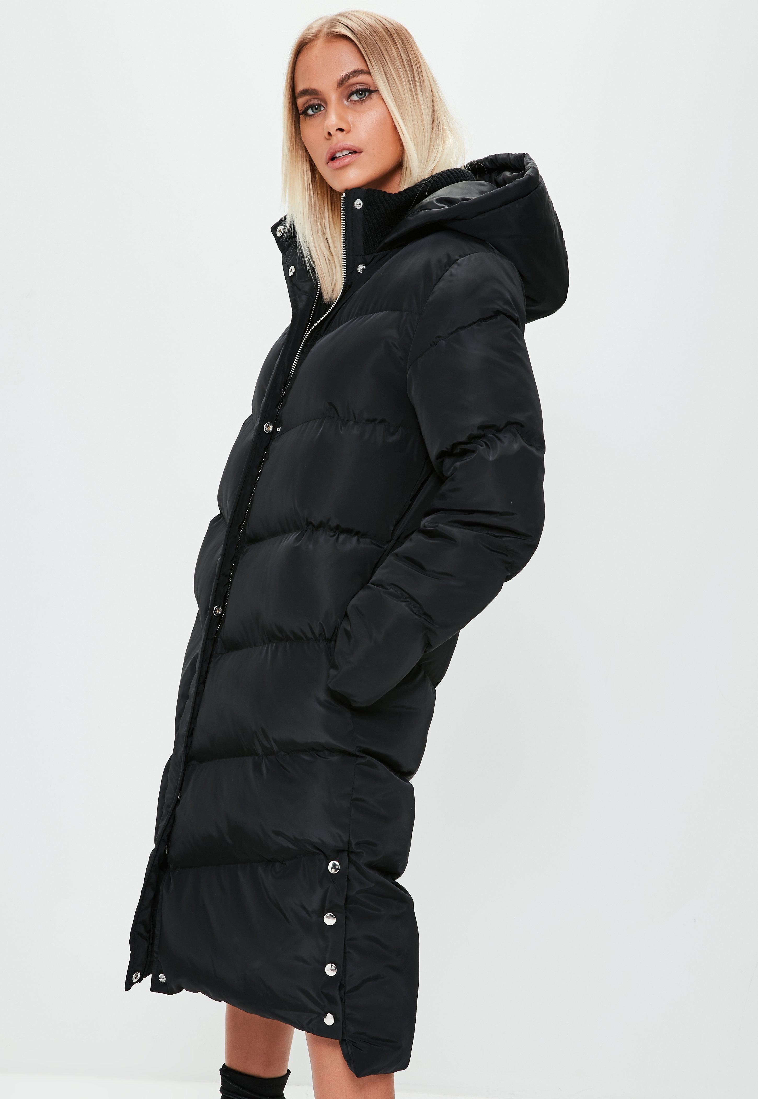 Missguided Synthetic Black Longline Puffer Jacket - Lyst