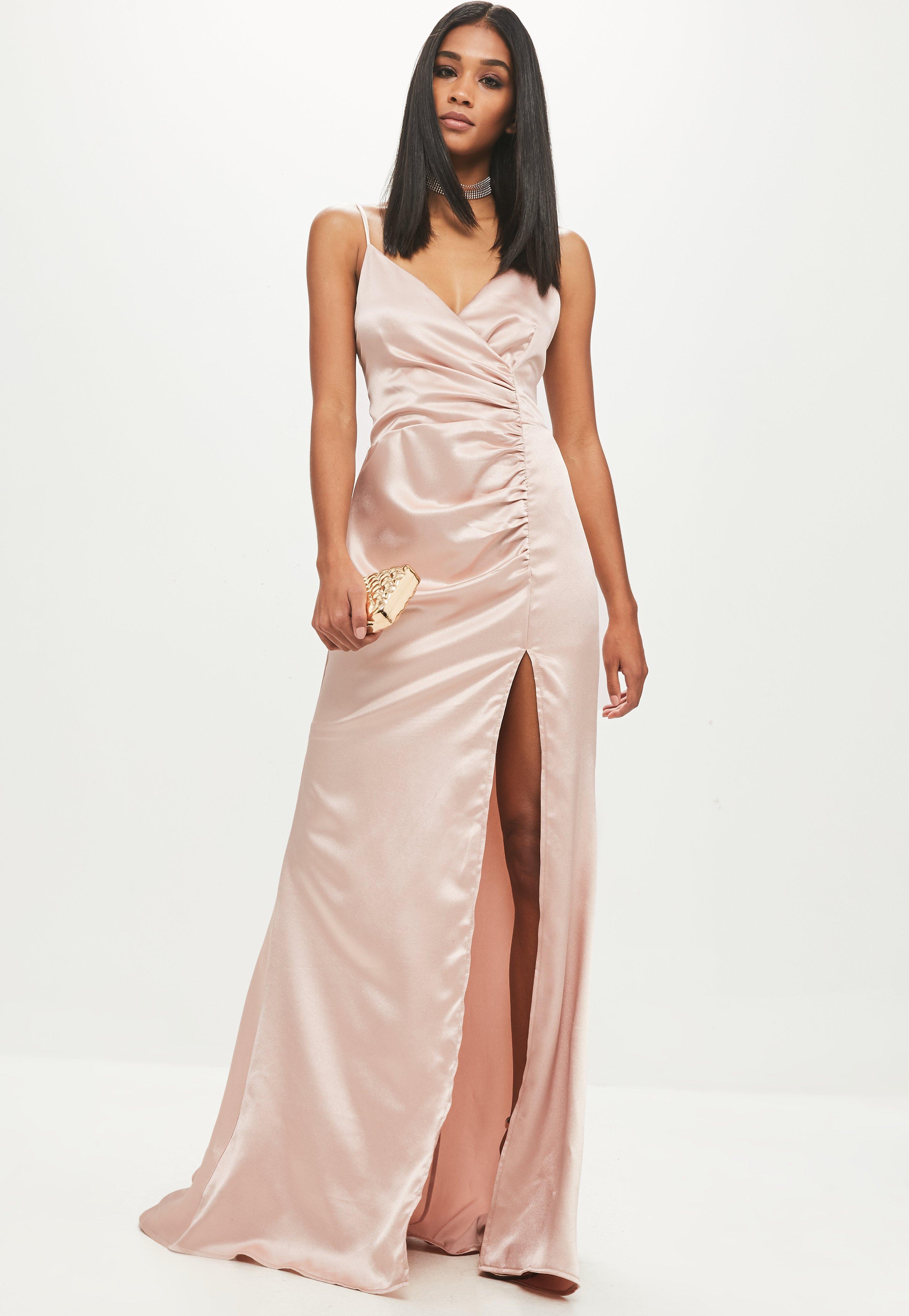 Strapless Ruffle Split Front Satin With Glamorous Evening Dresses #217867 - lalamira