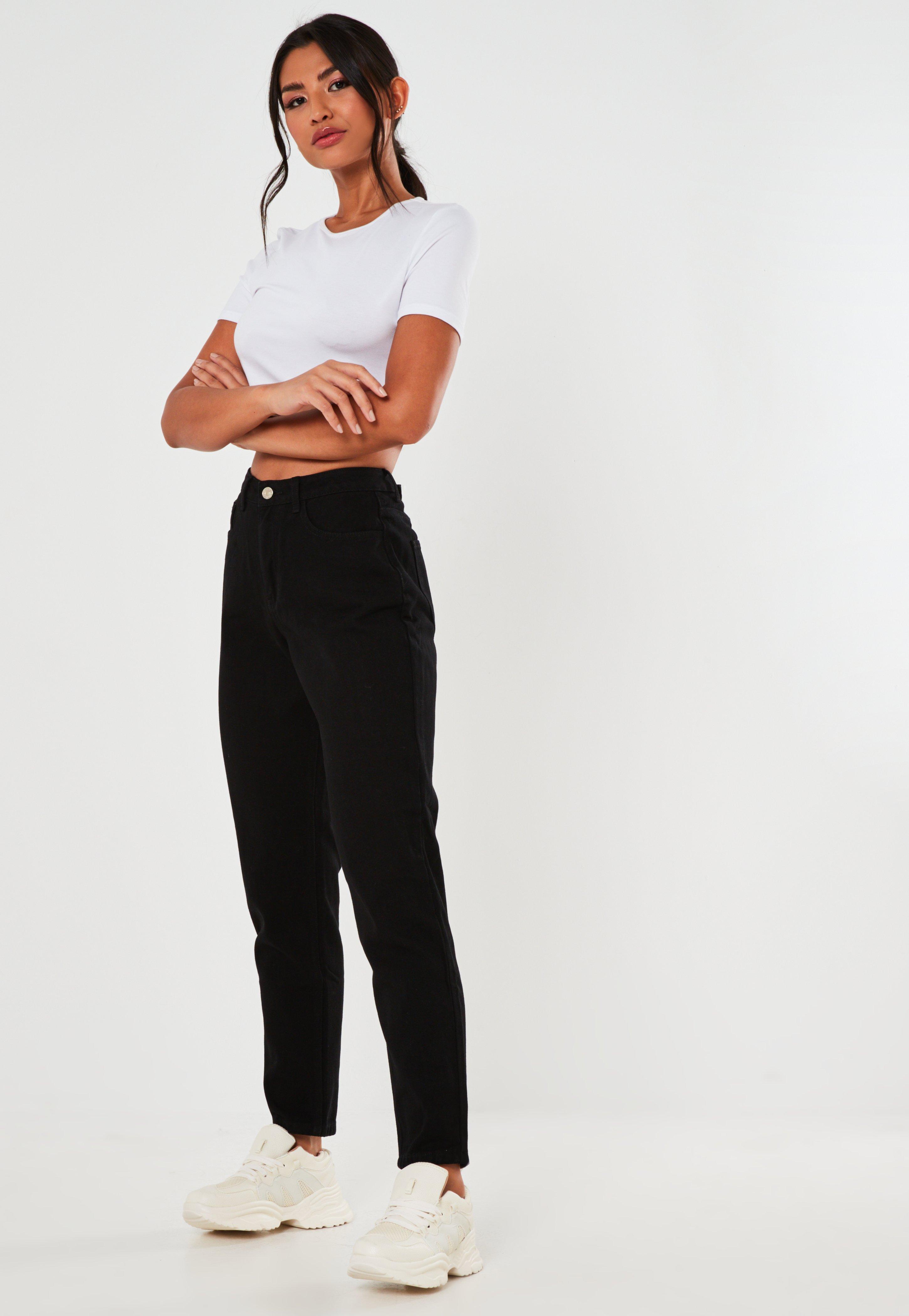 mom jeans black high waisted