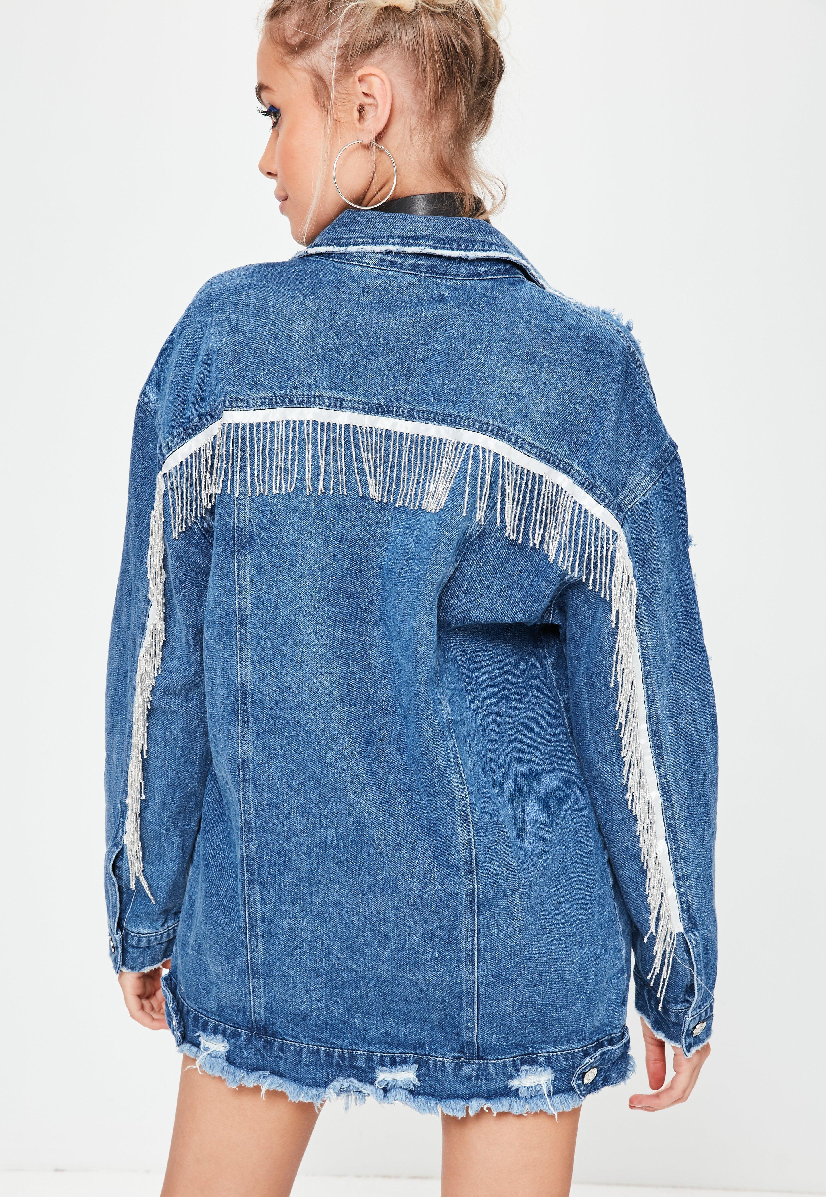 denim jacket with silver fringe