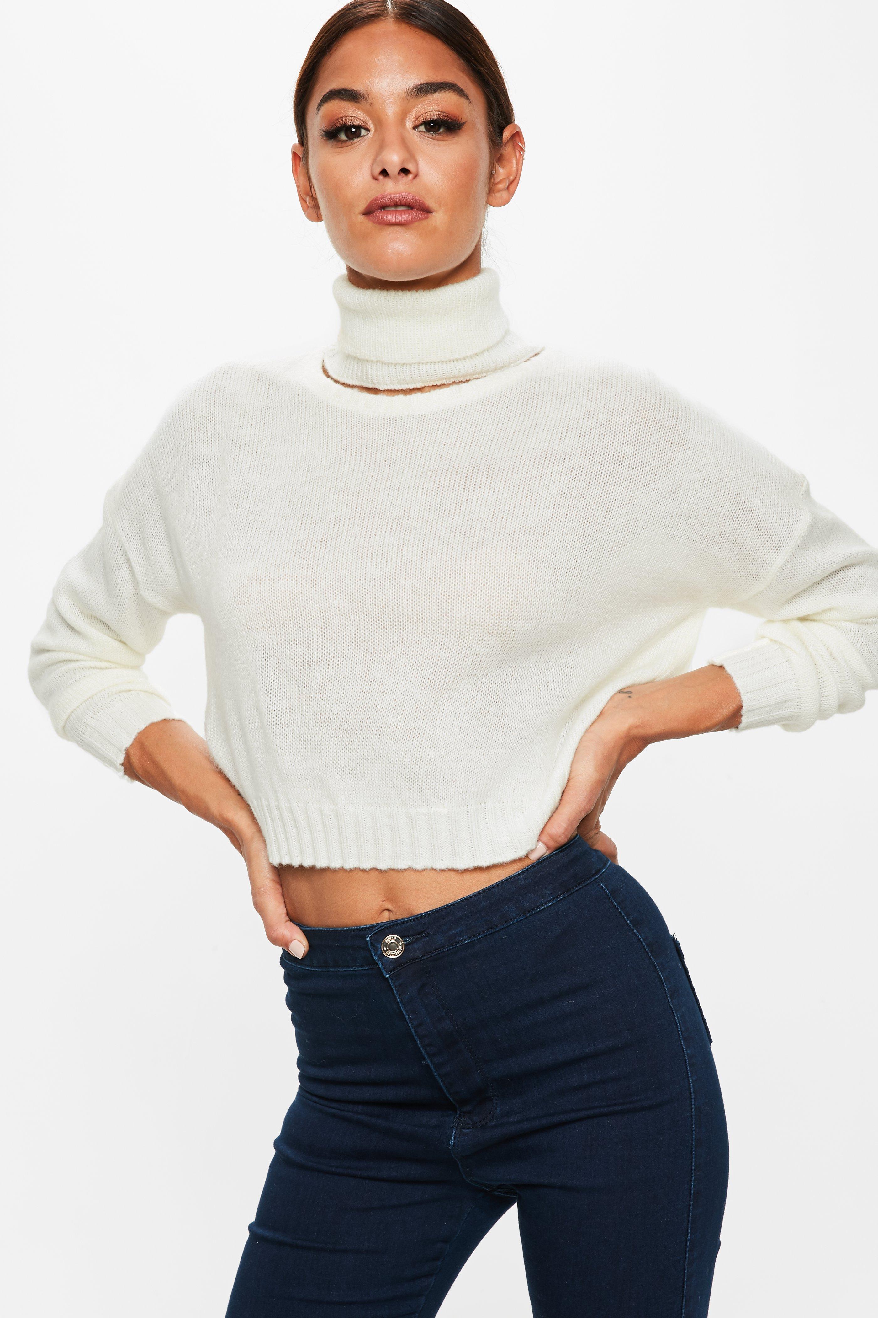 roll neck cropped jumper