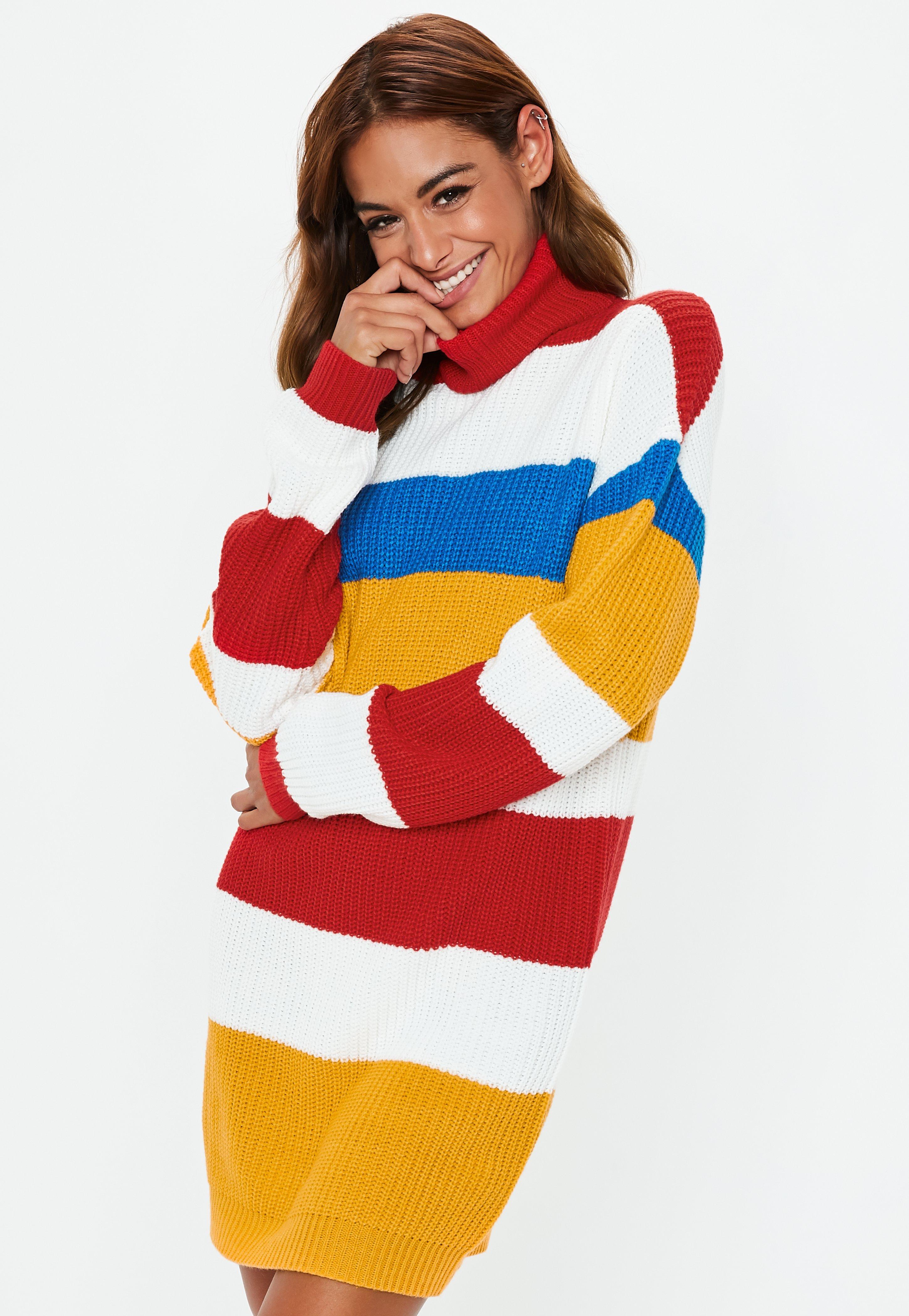 red roll neck jumper dress