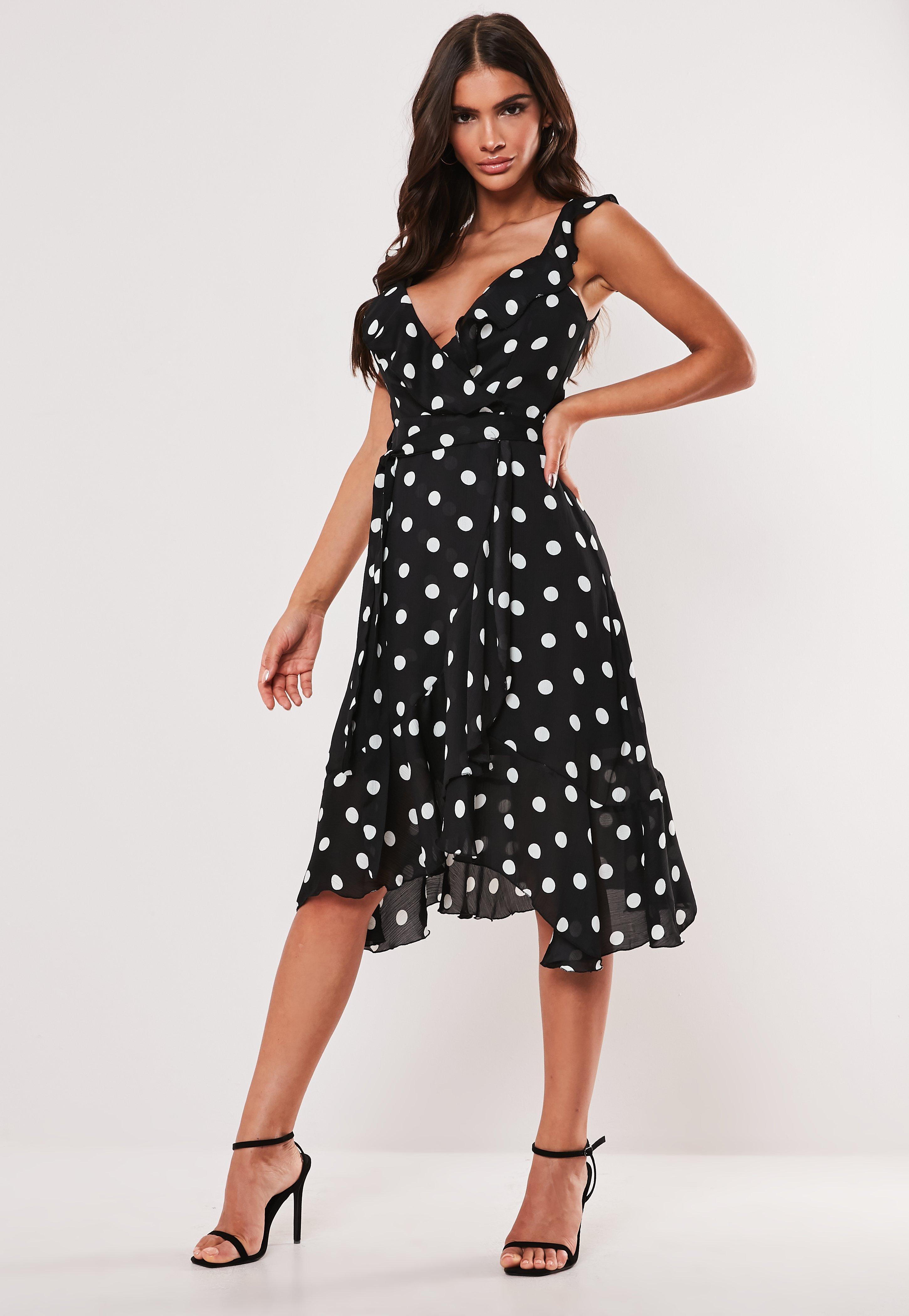 polka dot midi tea dress