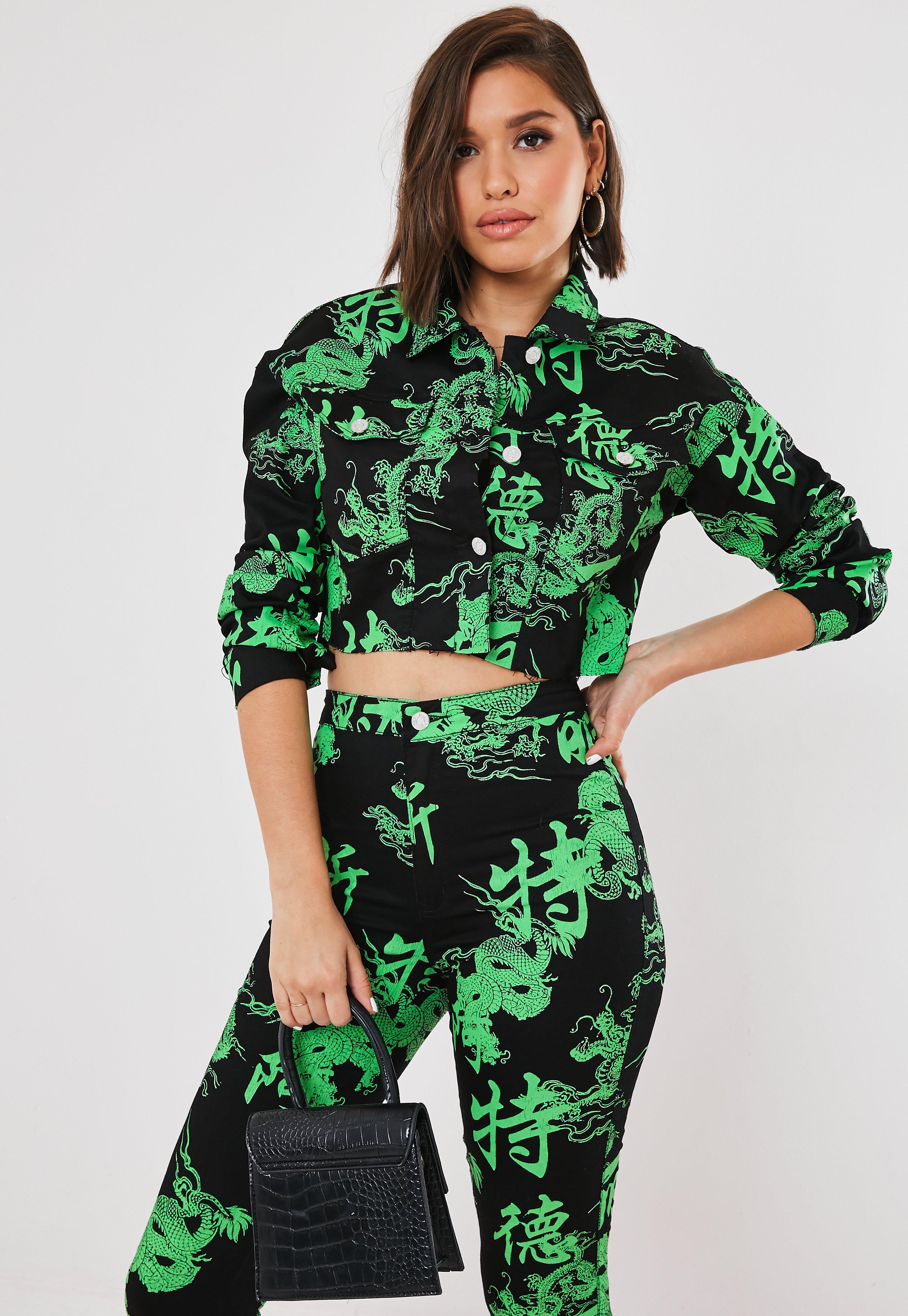 dragon print denim jacket