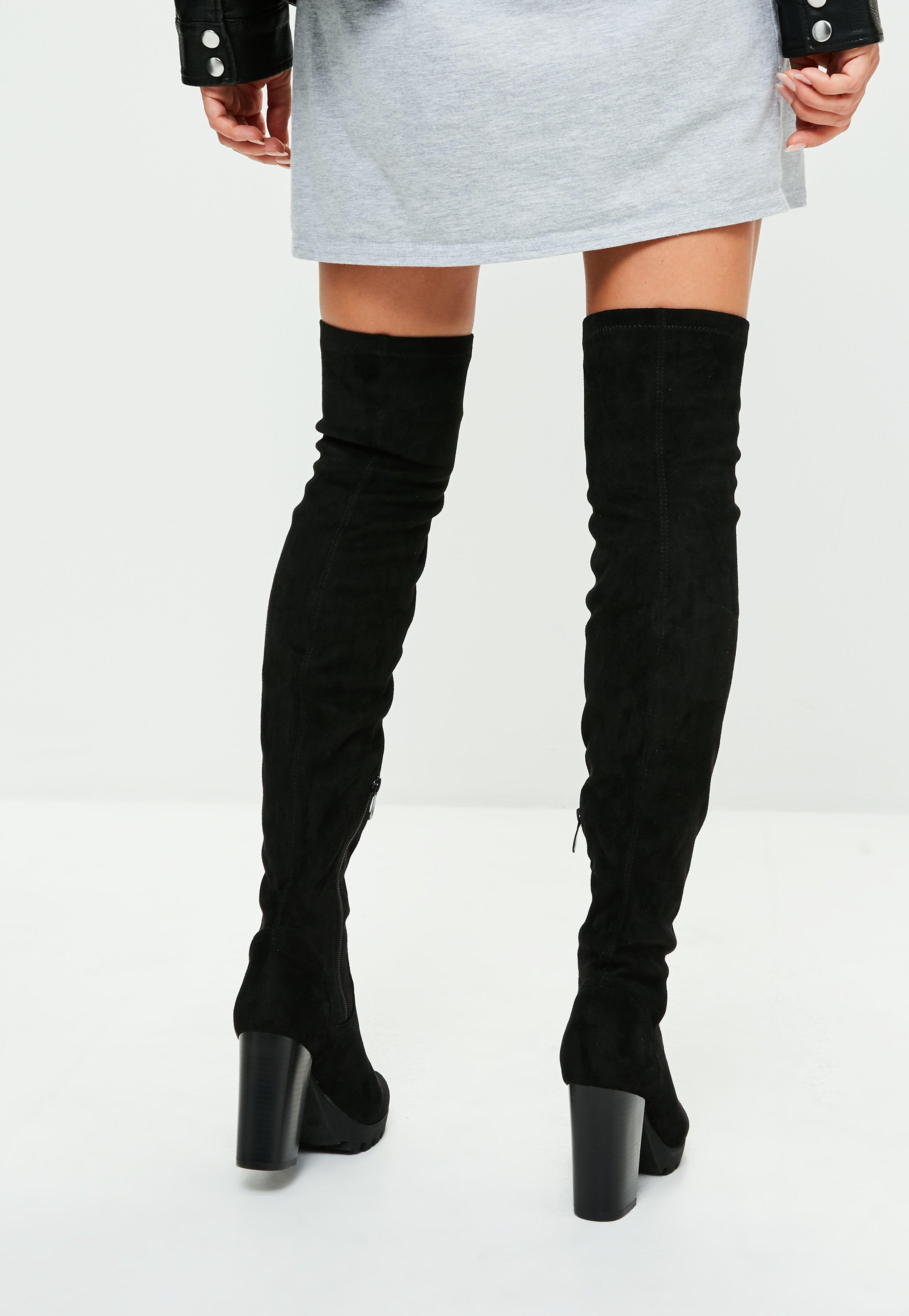 cleated sole over the knee boots