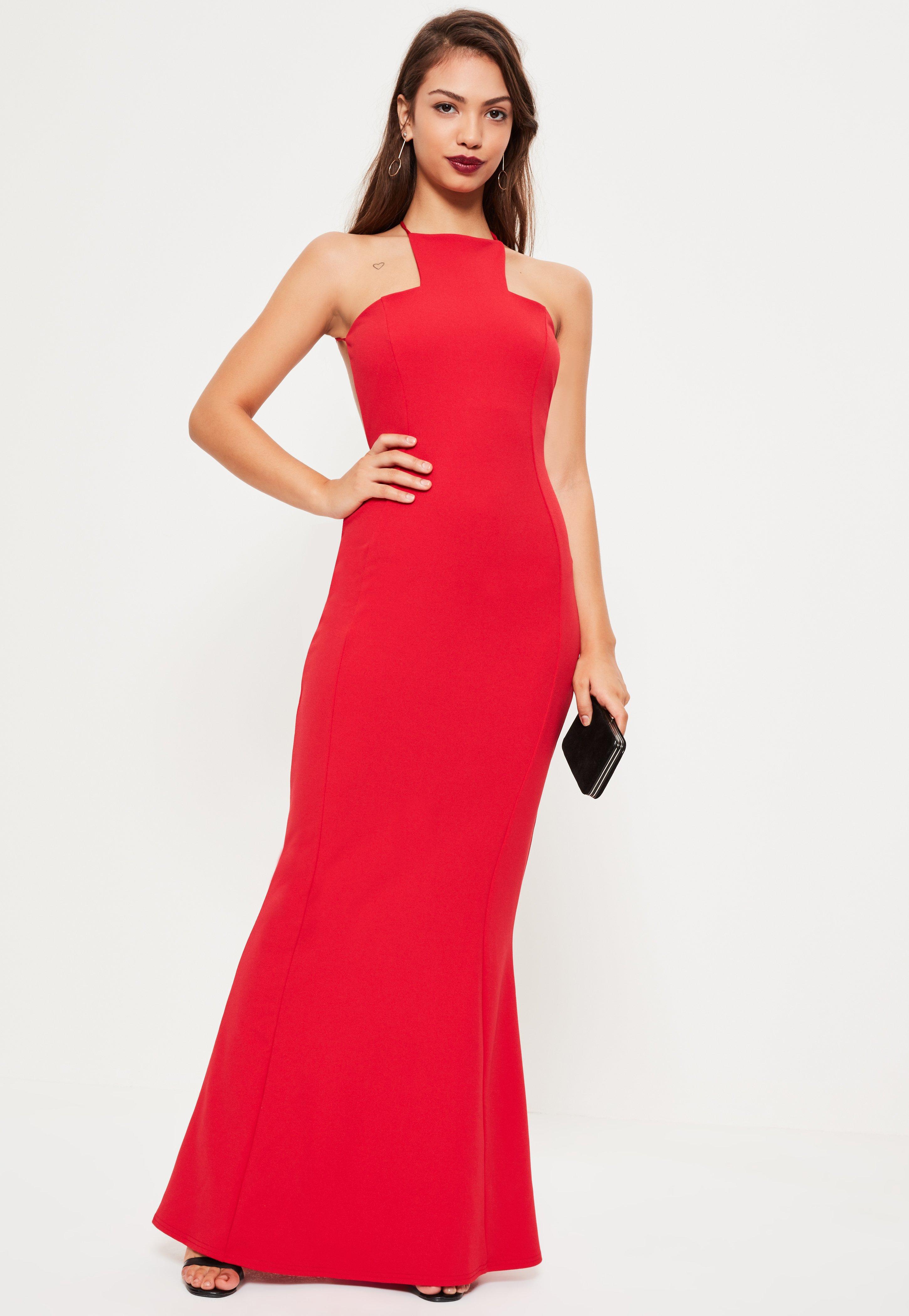 red square neck maxi dress