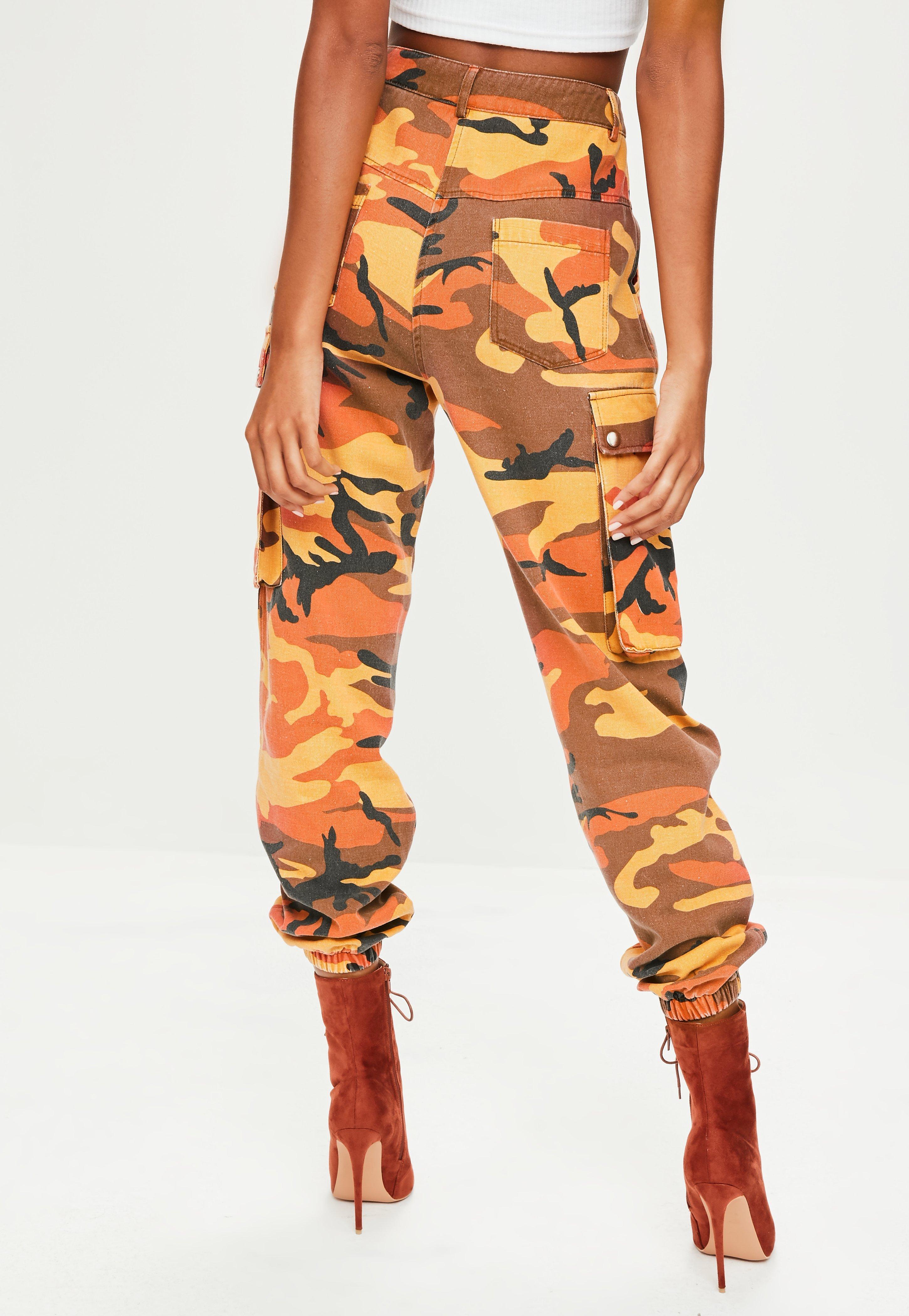 orange camo cargo trousers